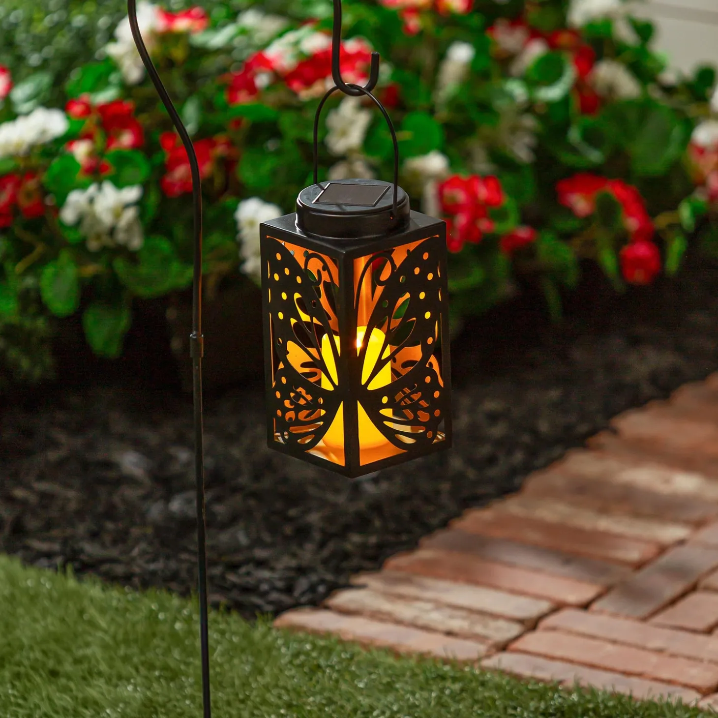 Solar Lighting | Candles & Lanterns>Plow & Hearth Butterfly Metal Solar Lantern