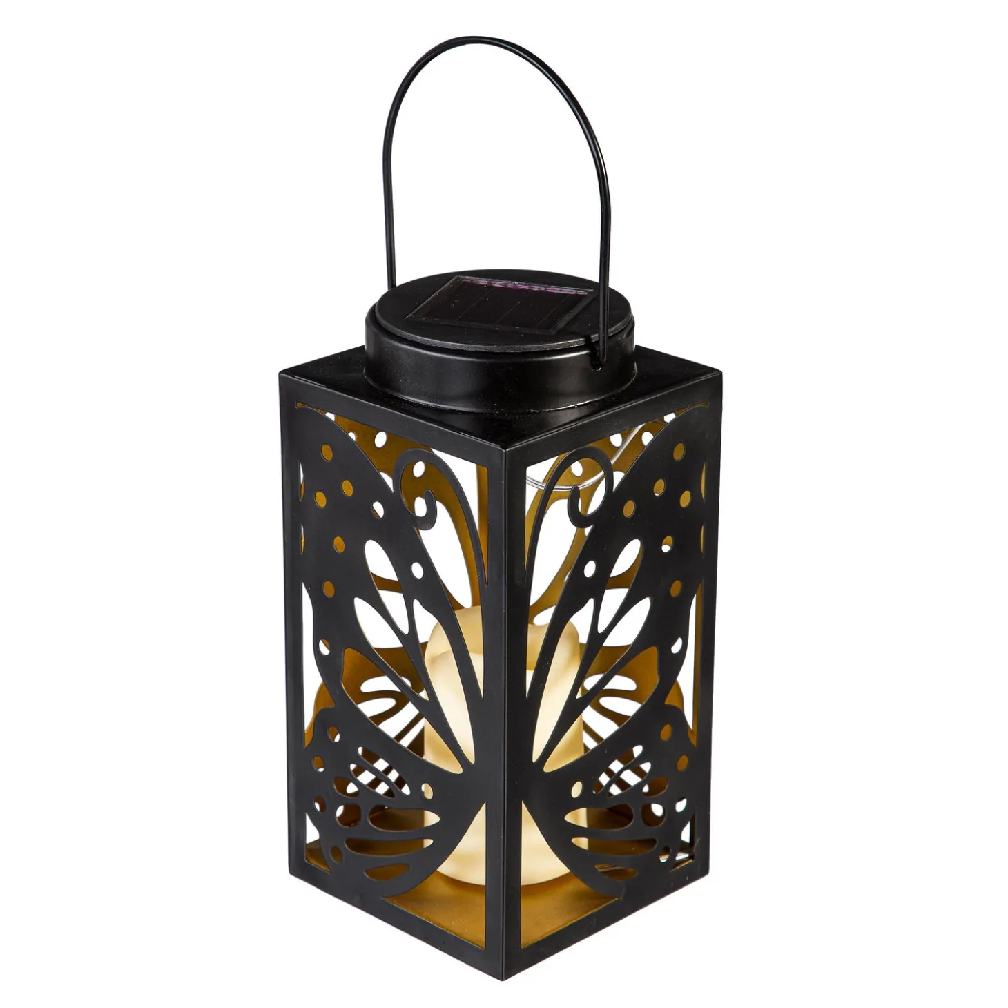 Solar Lighting | Candles & Lanterns>Plow & Hearth Butterfly Metal Solar Lantern