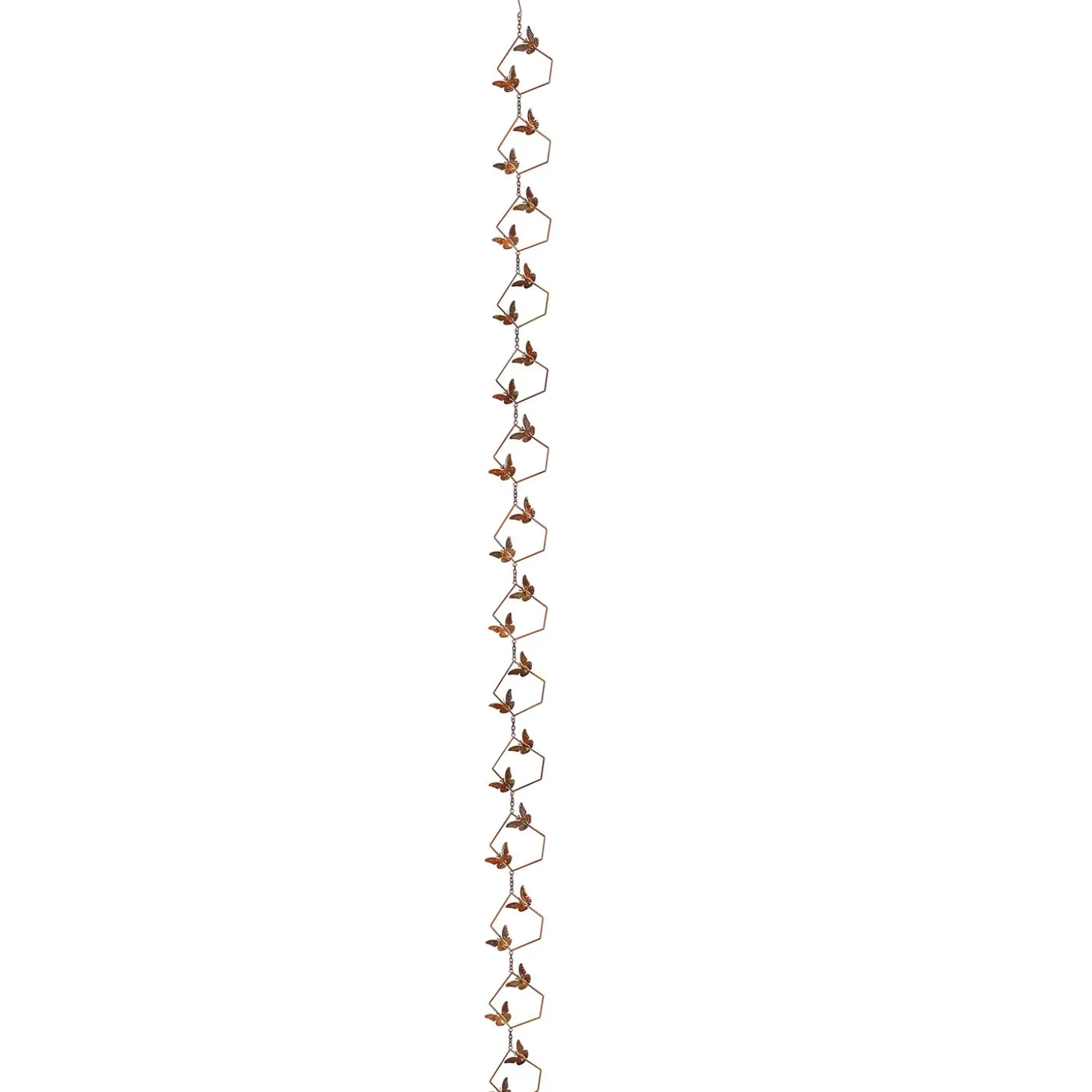 Wind Chimes & Mobiles>Plow & Hearth Butterfly Pentagon Rain Chain, 96" H