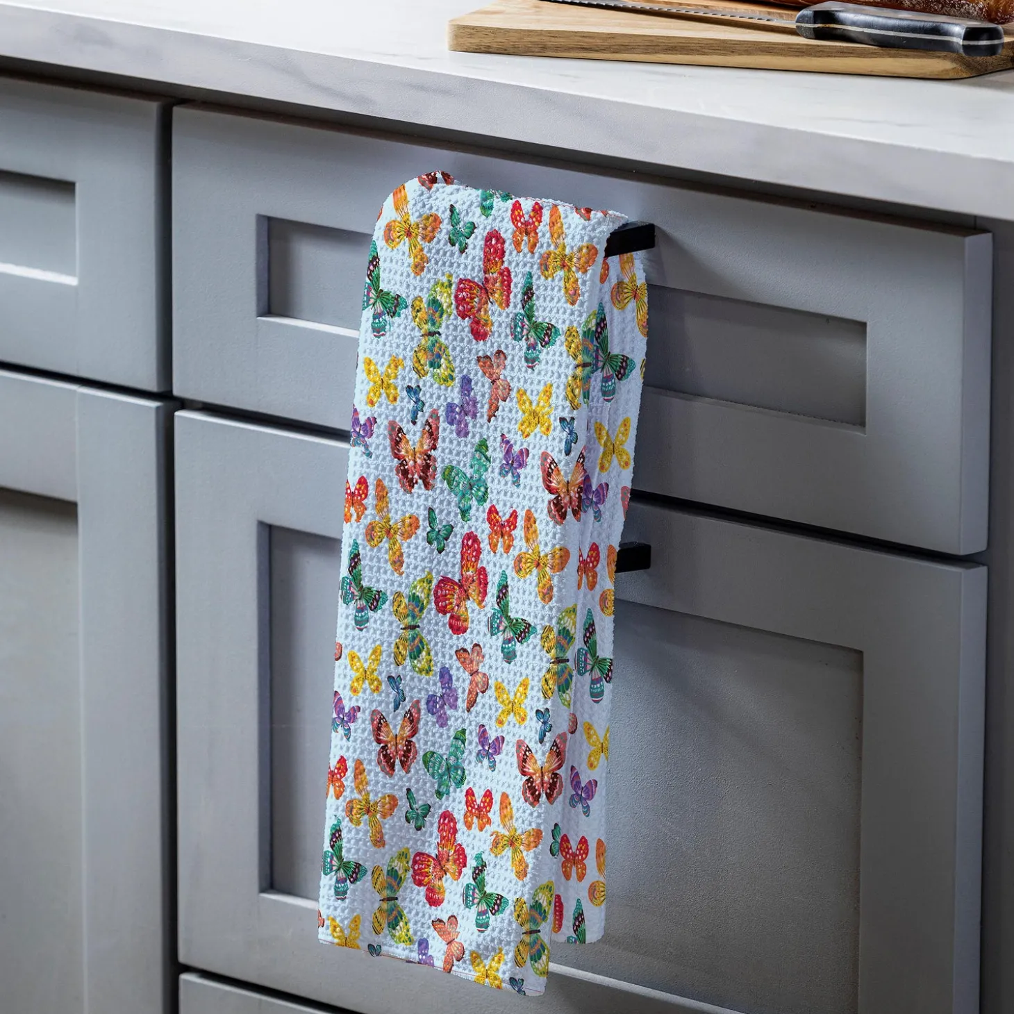 Kitchen Linens>Plow & Hearth Butterfly Toile Quick Dry Kitchen Towel, 18" x 30"