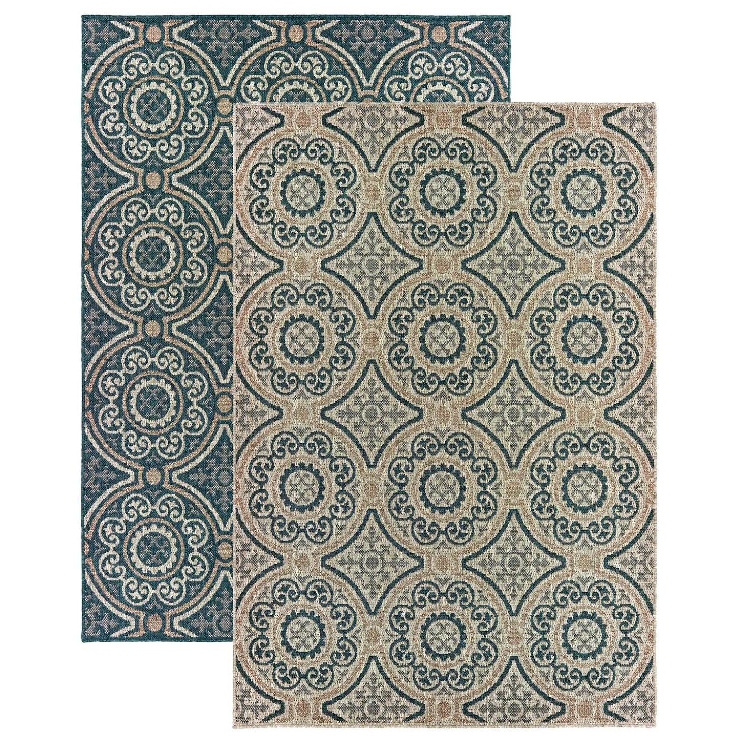 Area Rugs>Plow & Hearth Cambridge Circles Indoor/Outdoor Rug, 3'3" x 5'