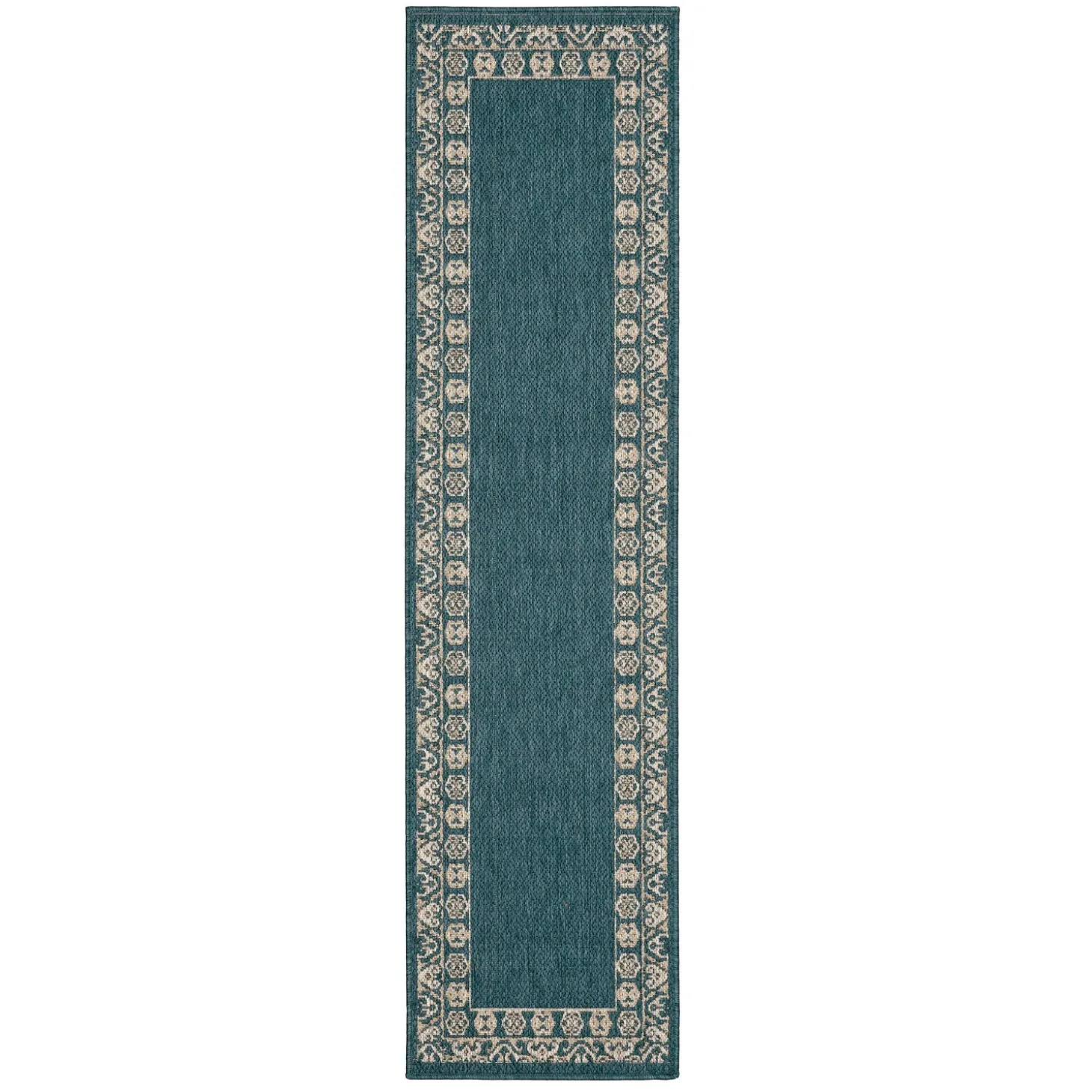 Area Rugs>Plow & Hearth Cambridge Lace Indoor/Outdoor Border Rug, 5'3" x 7'3" Blue