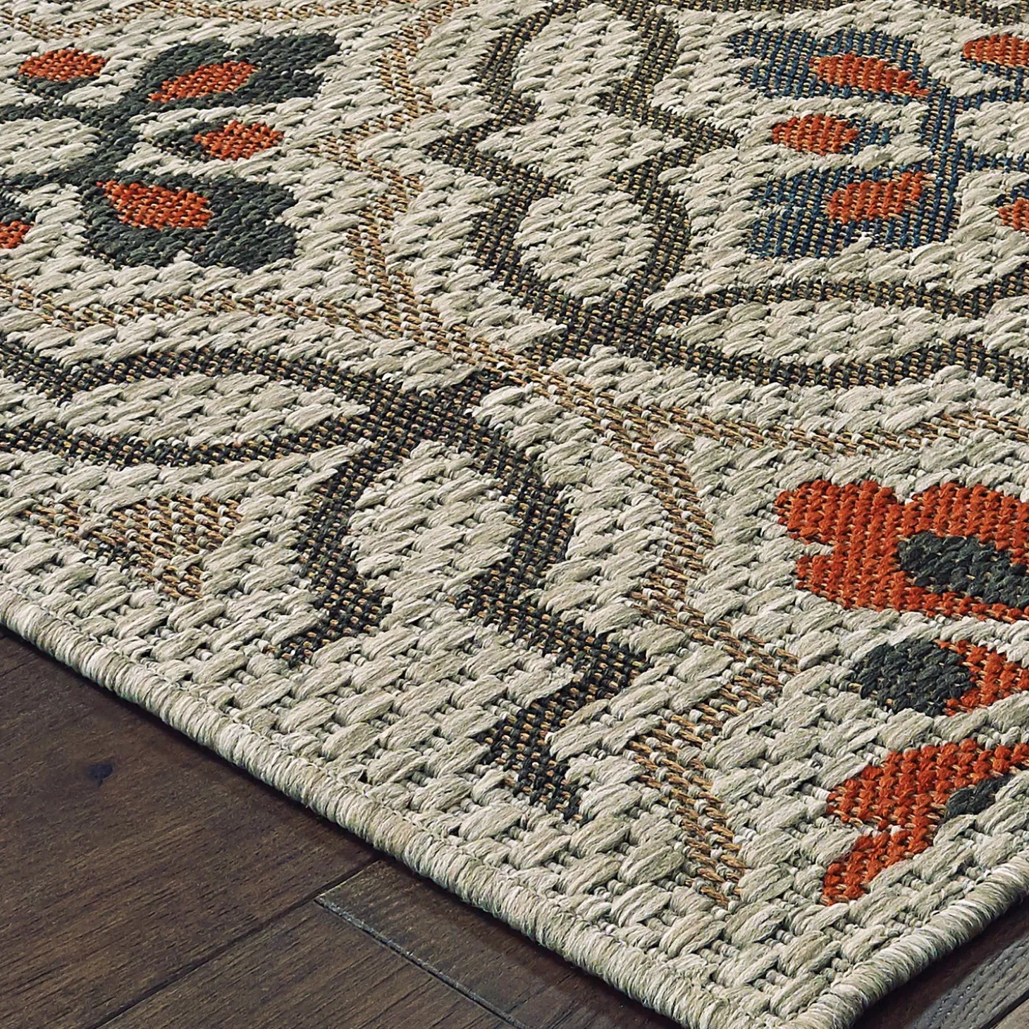 Area Rugs>Plow & Hearth Cambridge Tilework Indoor/Outdoor Rug, 7'10" x 10'