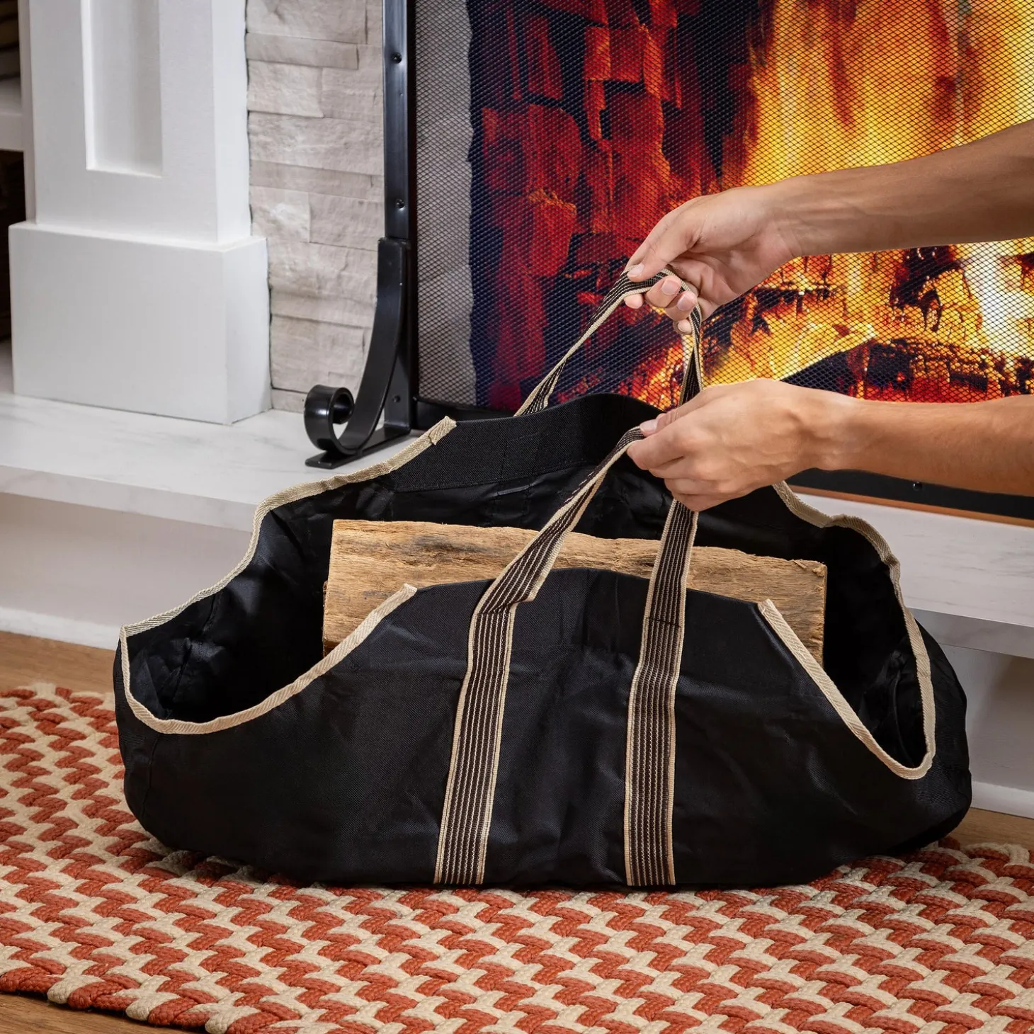 Wood Handling Tools | Wood Storage & Wood Racks>Plow & Hearth Canvas Log Tote