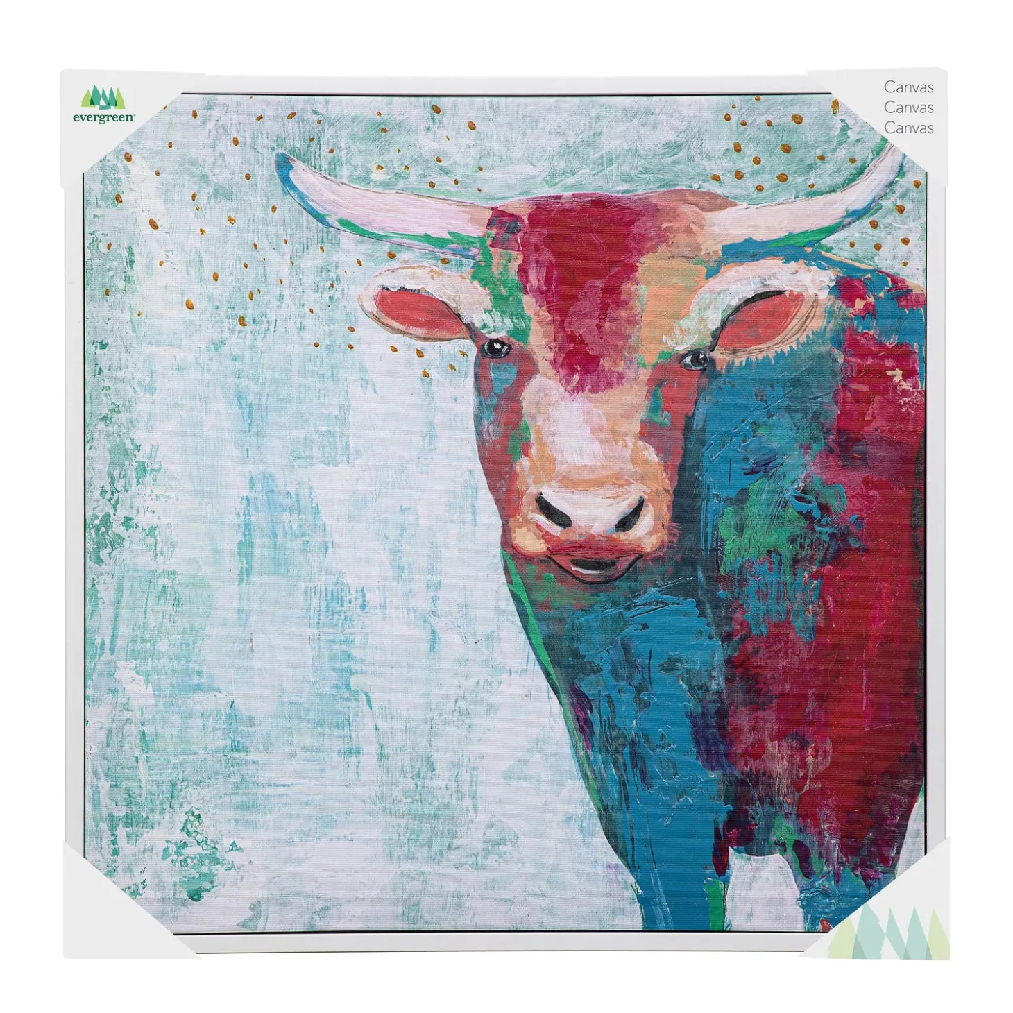 Wall Art>Plow & Hearth Canvas Wall Art with Wooden Frame, Cow, 24" L x 24" H