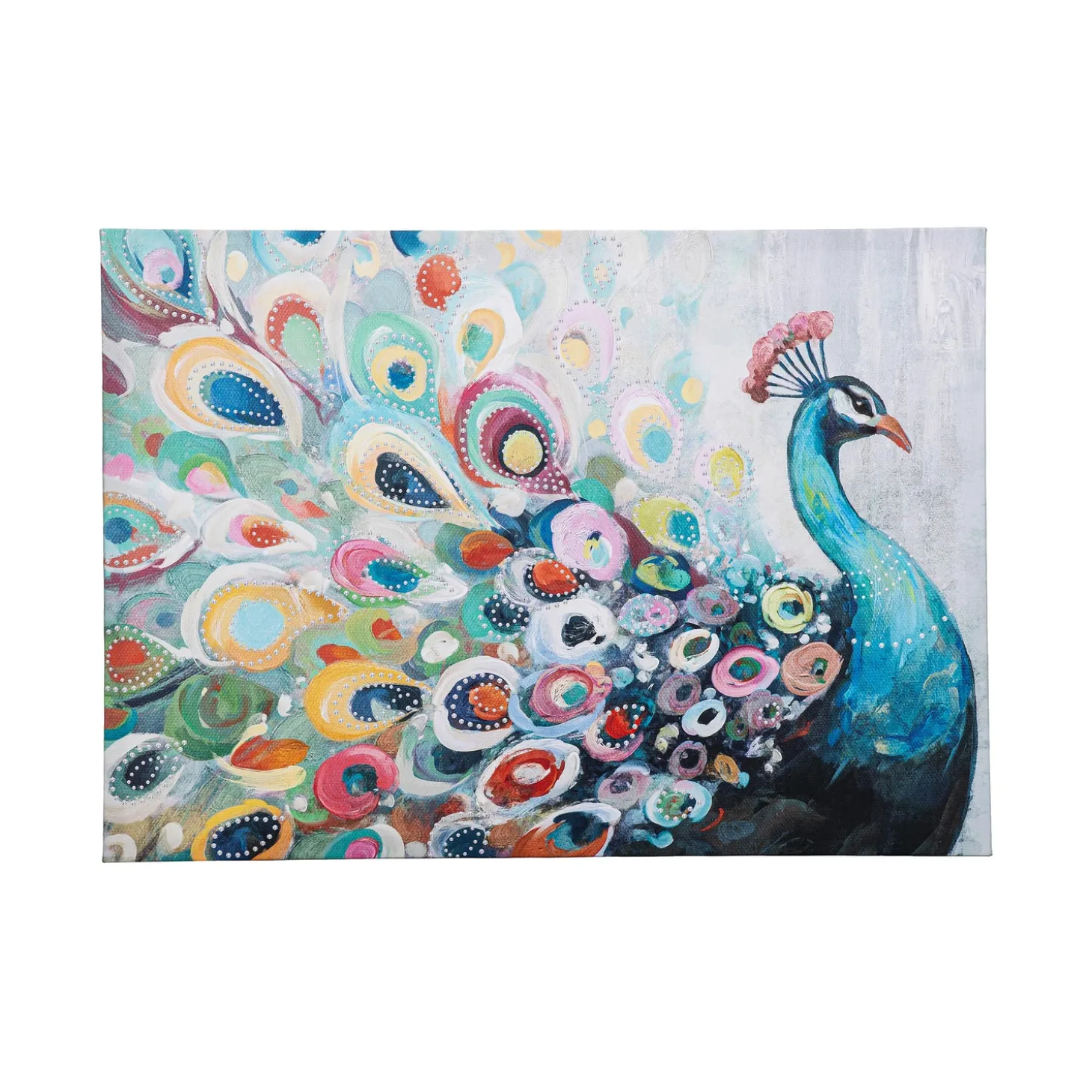 Wall Art>Plow & Hearth Canvas Wall Décor, Peacock, 28" L x 20" H