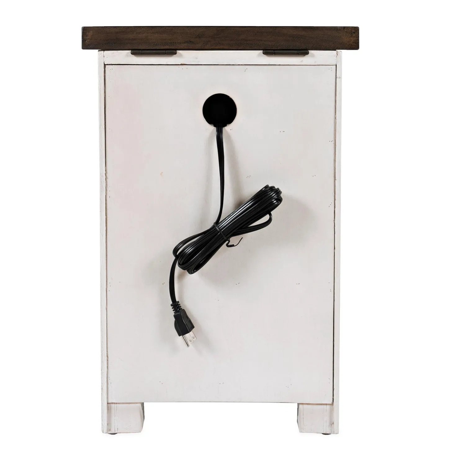 Accent Tables>Plow & Hearth Cape Charles Reclaimed Wood Power Station Side Table with USB Ports White