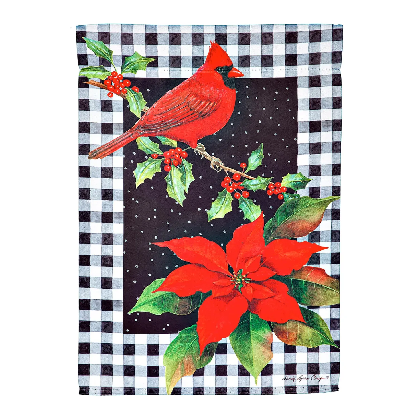 Garden Flags>Plow & Hearth Cardinal & Holly Suede Garden Flag