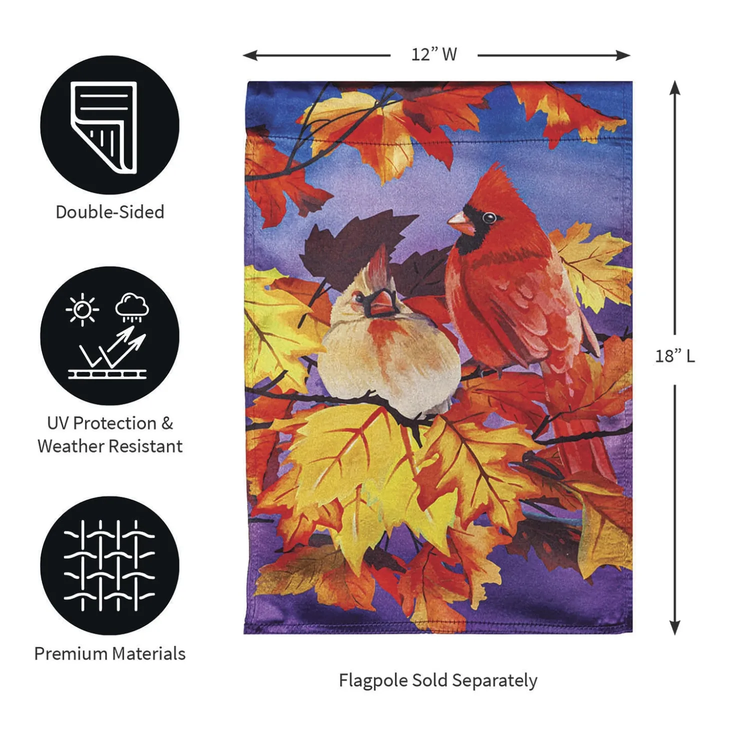 Garden Flags>Plow & Hearth Cardinal Friends Lustre Garden Flag