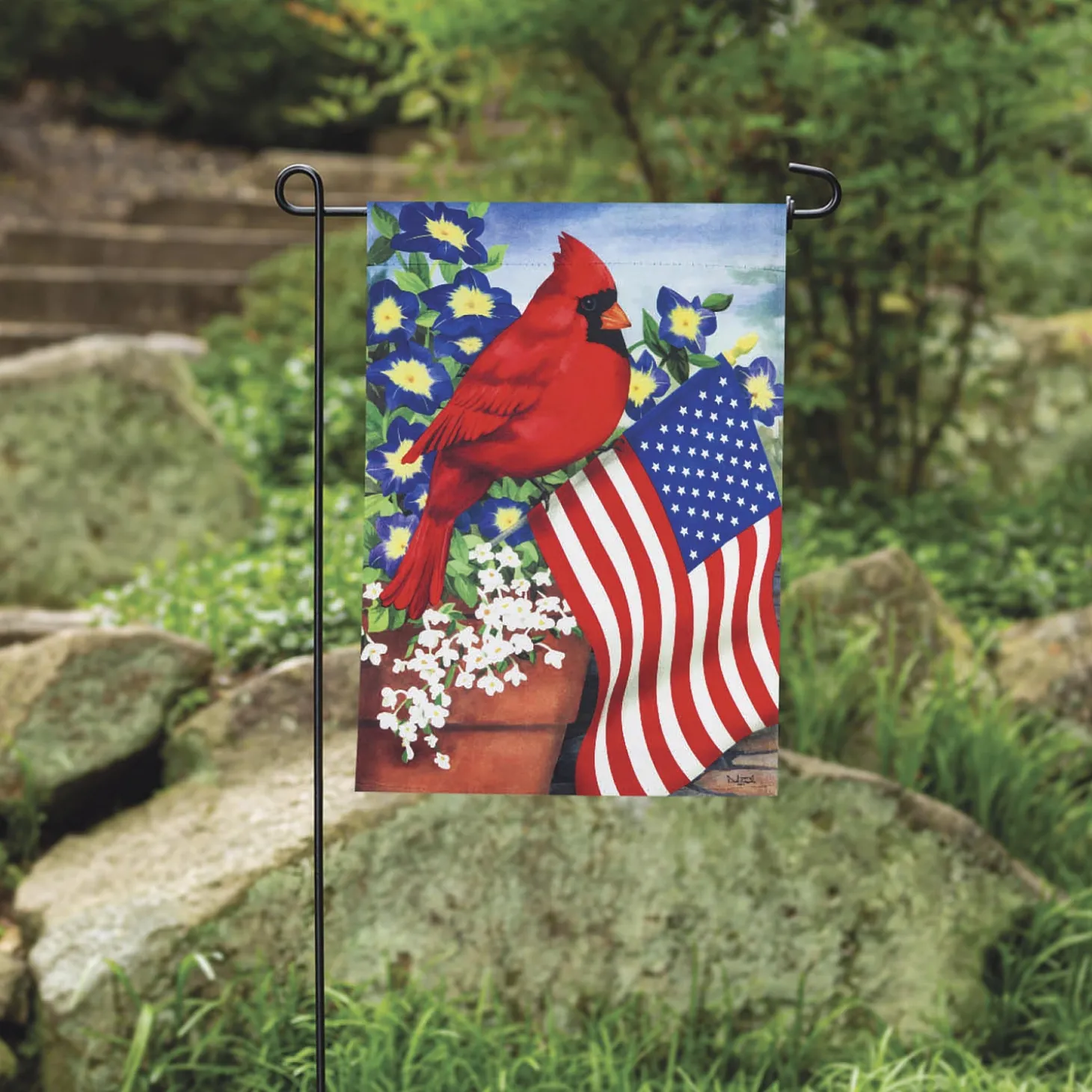 Garden Flags>Plow & Hearth Cardinal Glory Suede Garden Flag