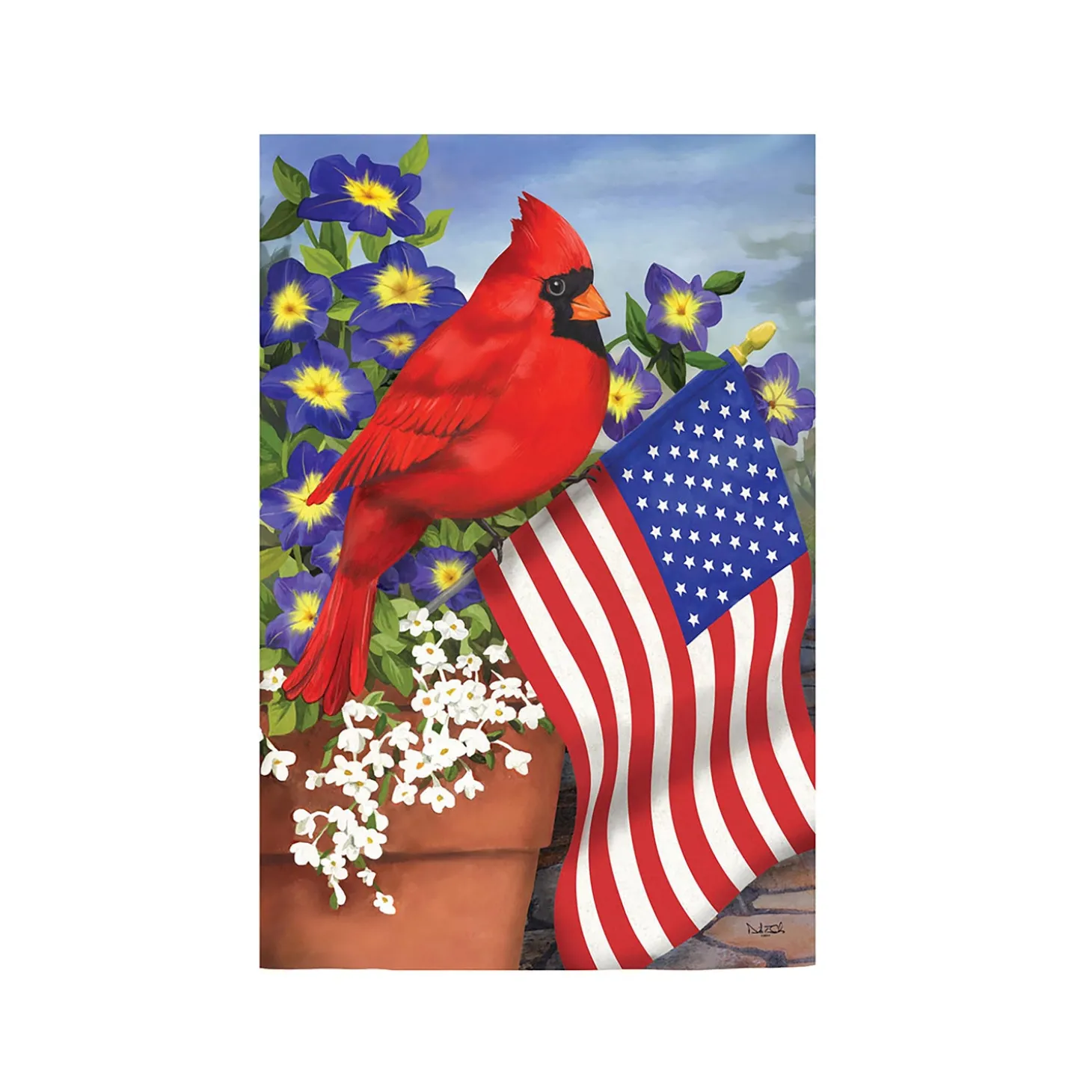 Garden Flags>Plow & Hearth Cardinal Glory Suede Garden Flag