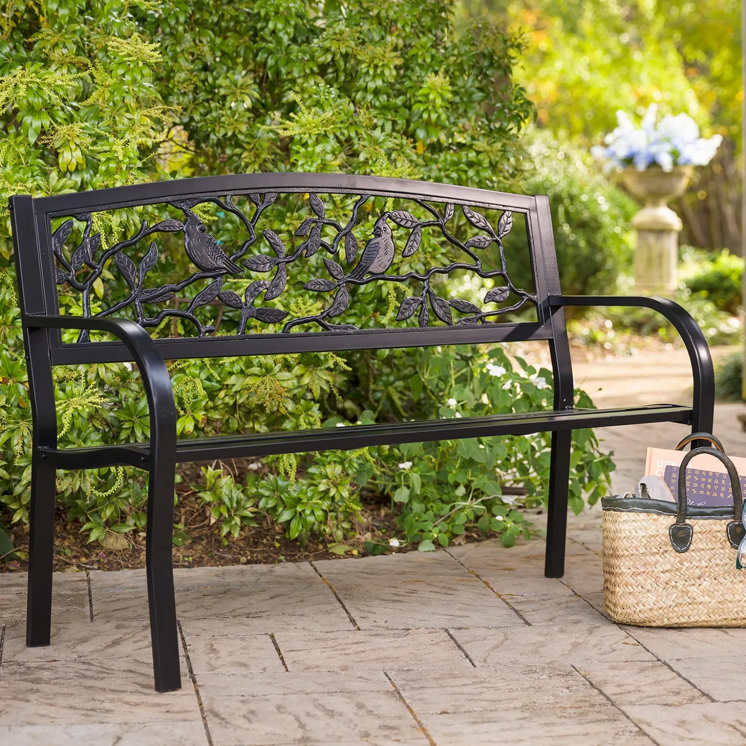 Outdoor Benches>Plow & Hearth Cardinals Metal Garden Bench