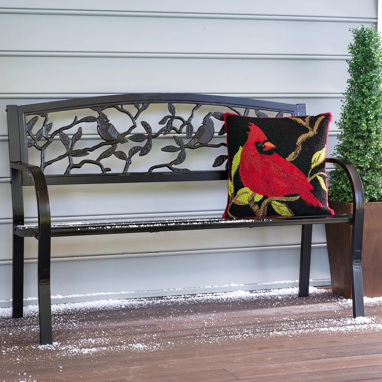 Outdoor Benches>Plow & Hearth Cardinals Metal Garden Bench