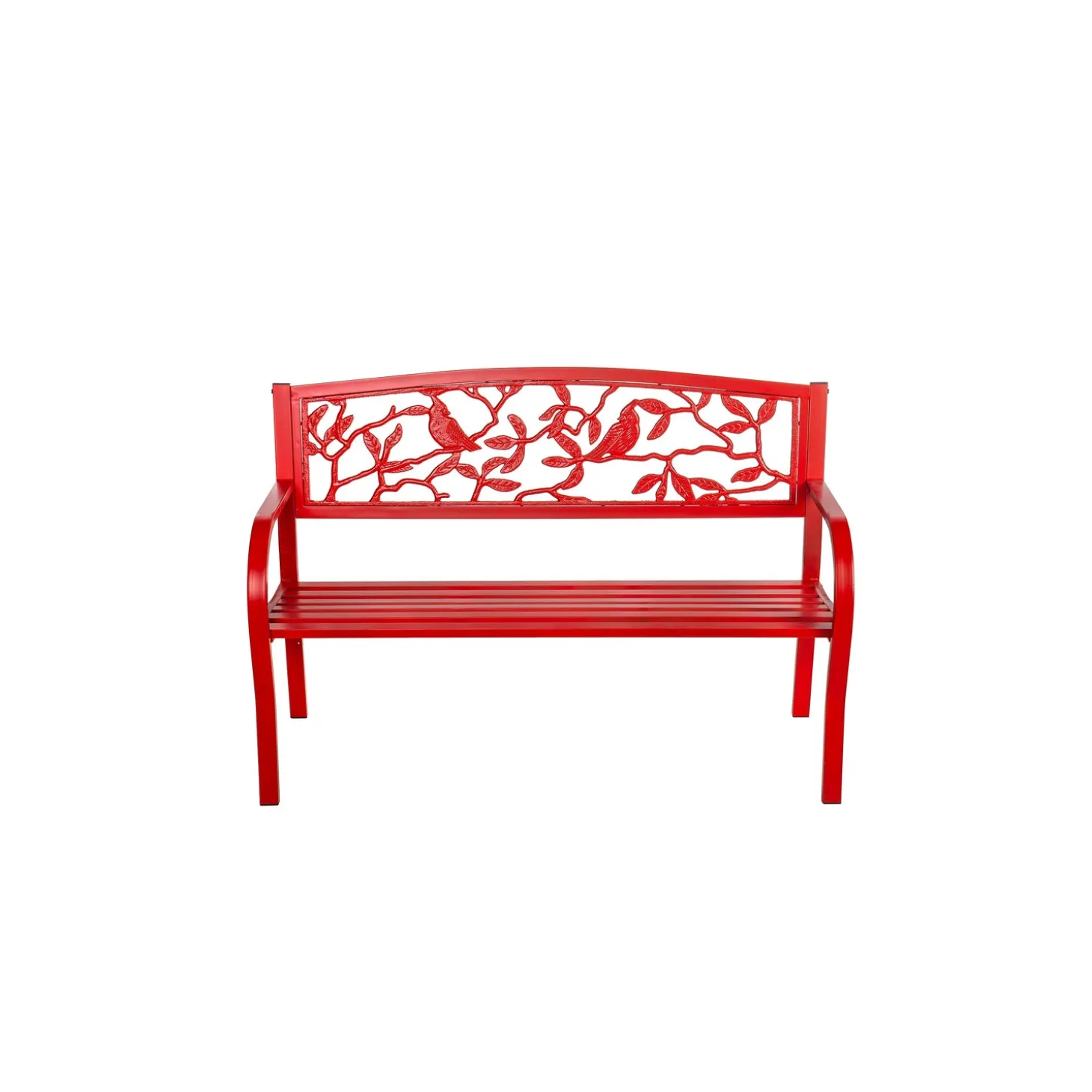 Outdoor Benches>Plow & Hearth Cardinals Metal Garden Bench, Red