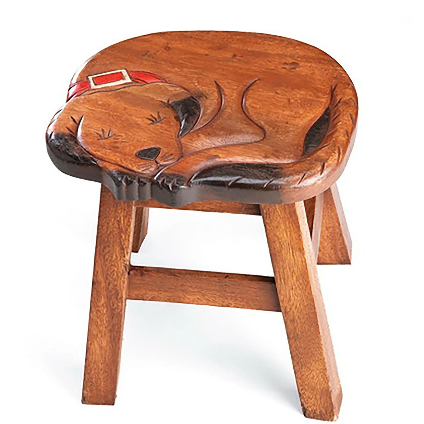 Chairs & Rockers | Rockers & Gliders>Plow & Hearth Carved Acacia Pet Footstool