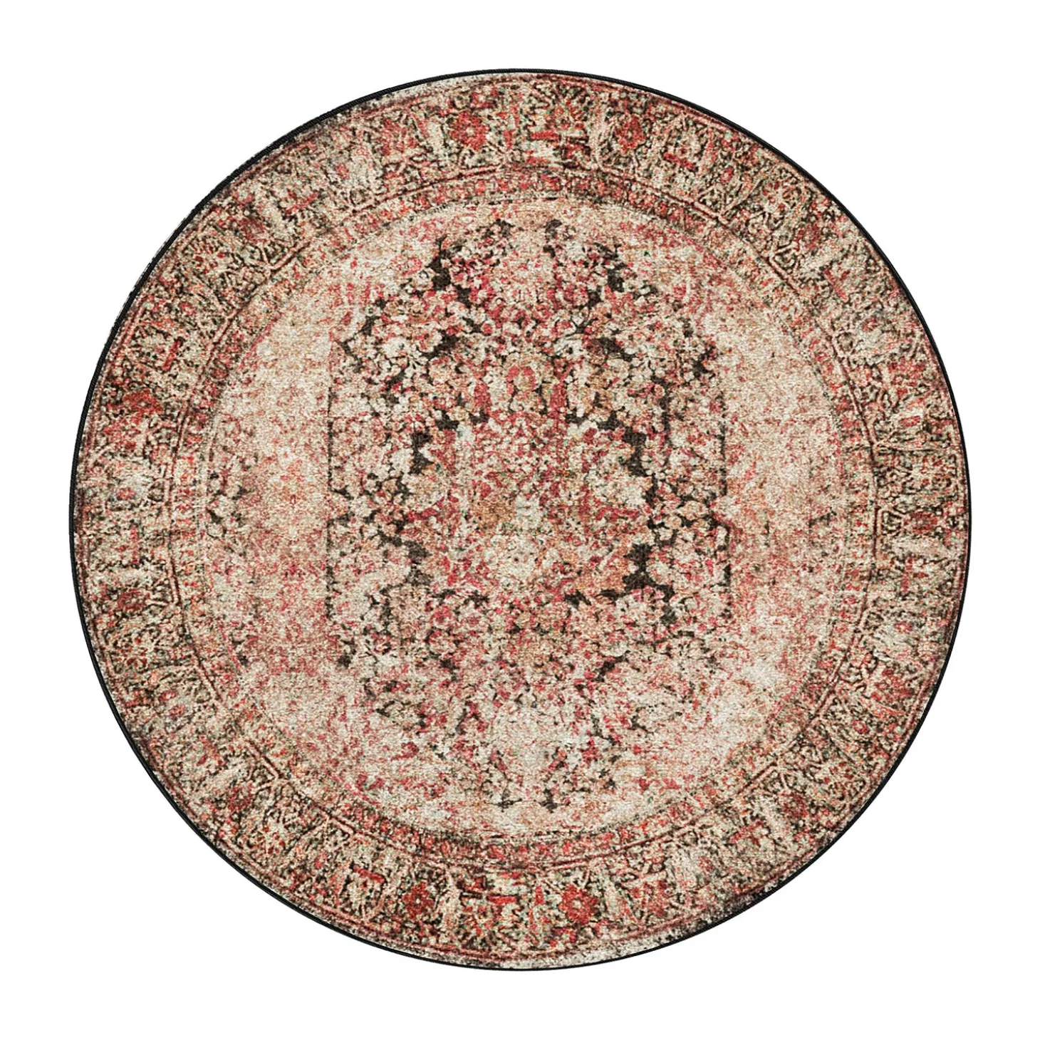 Area Rugs>Plow & Hearth Cayce EnduraStran® Rug, 7'7" Round Blush