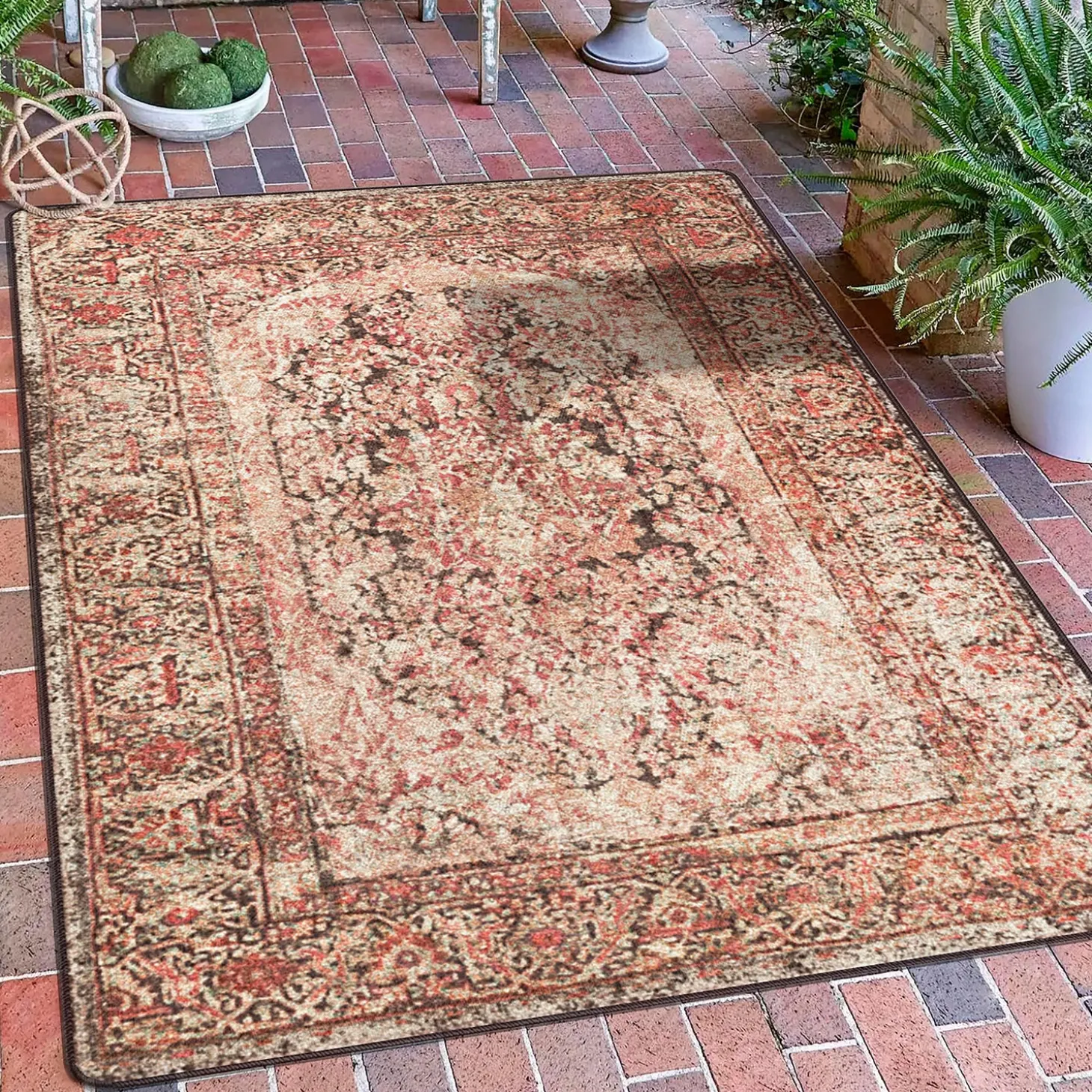 Area Rugs>Plow & Hearth Cayce EnduraStran® Rug, 5'4" x 7'8" Blush