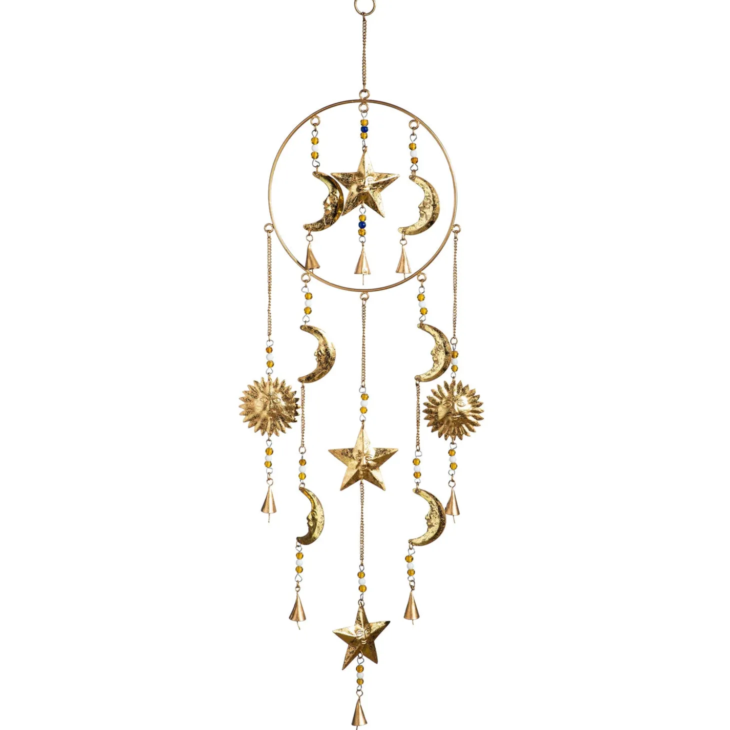 Wind Chimes & Mobiles>Plow & Hearth Celestial Wind Chime with Glass Beads