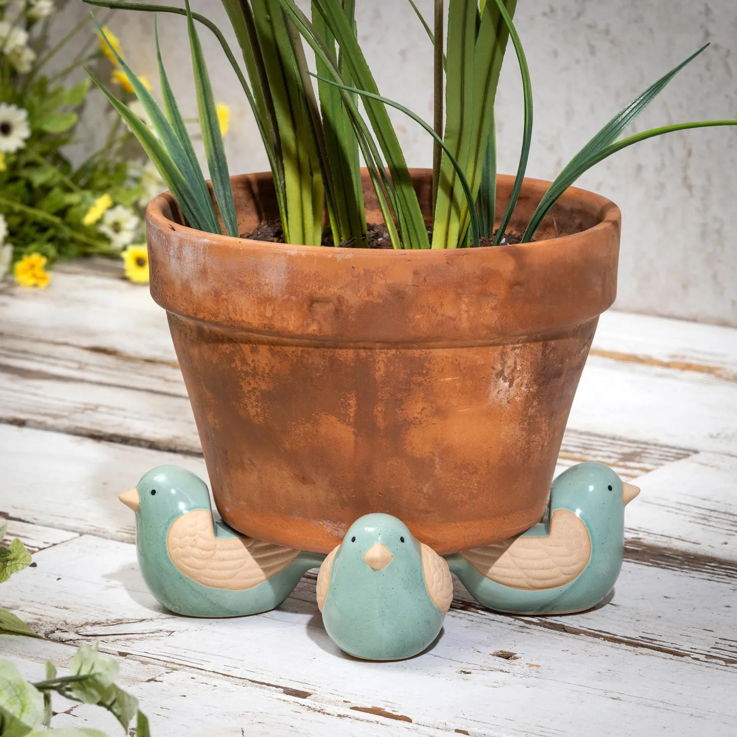 Planters & Plant Stands>Plow & Hearth Ceramic Bird Planter Feet, Set of 3