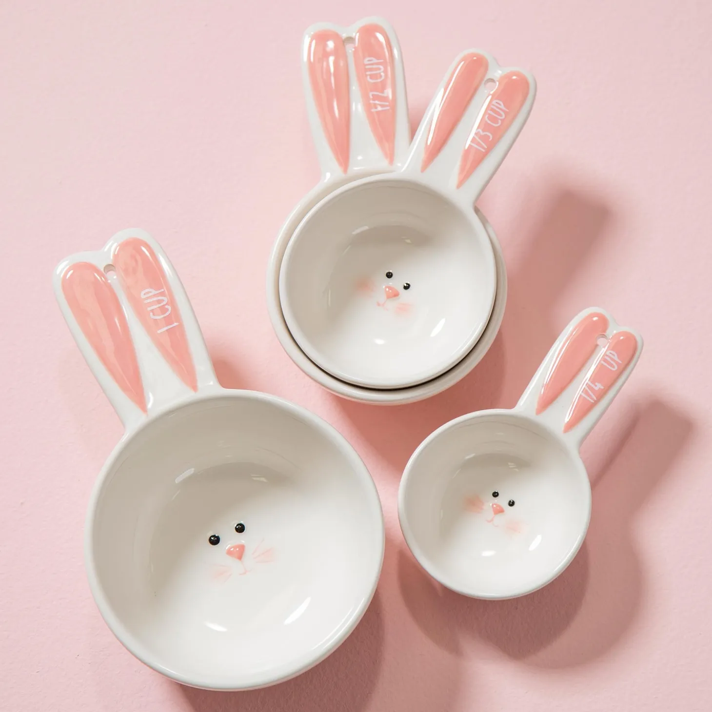 Bakeware>Plow & Hearth Ceramic Bunny Measuring Cups, Set of 4