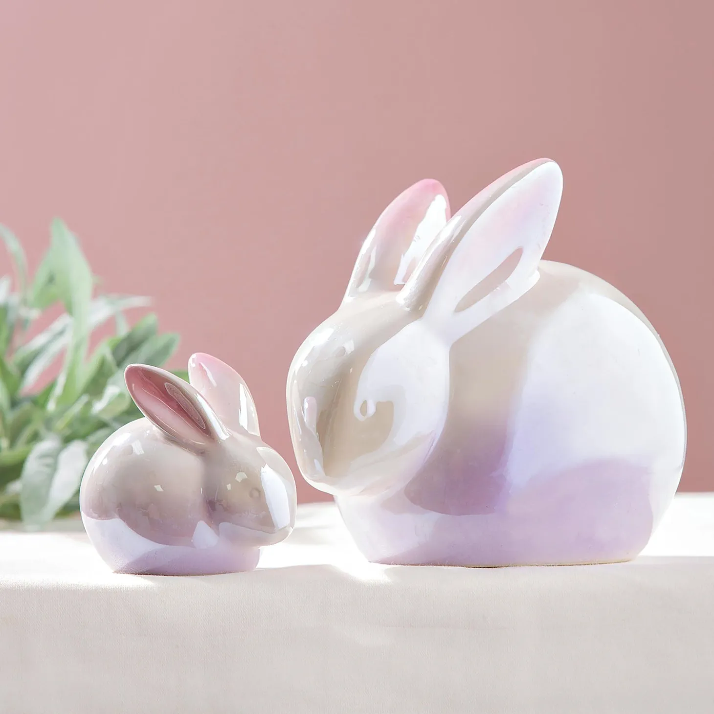 Decorative Accents>Plow & Hearth Ceramic Bunny Table Decor, Set of 2