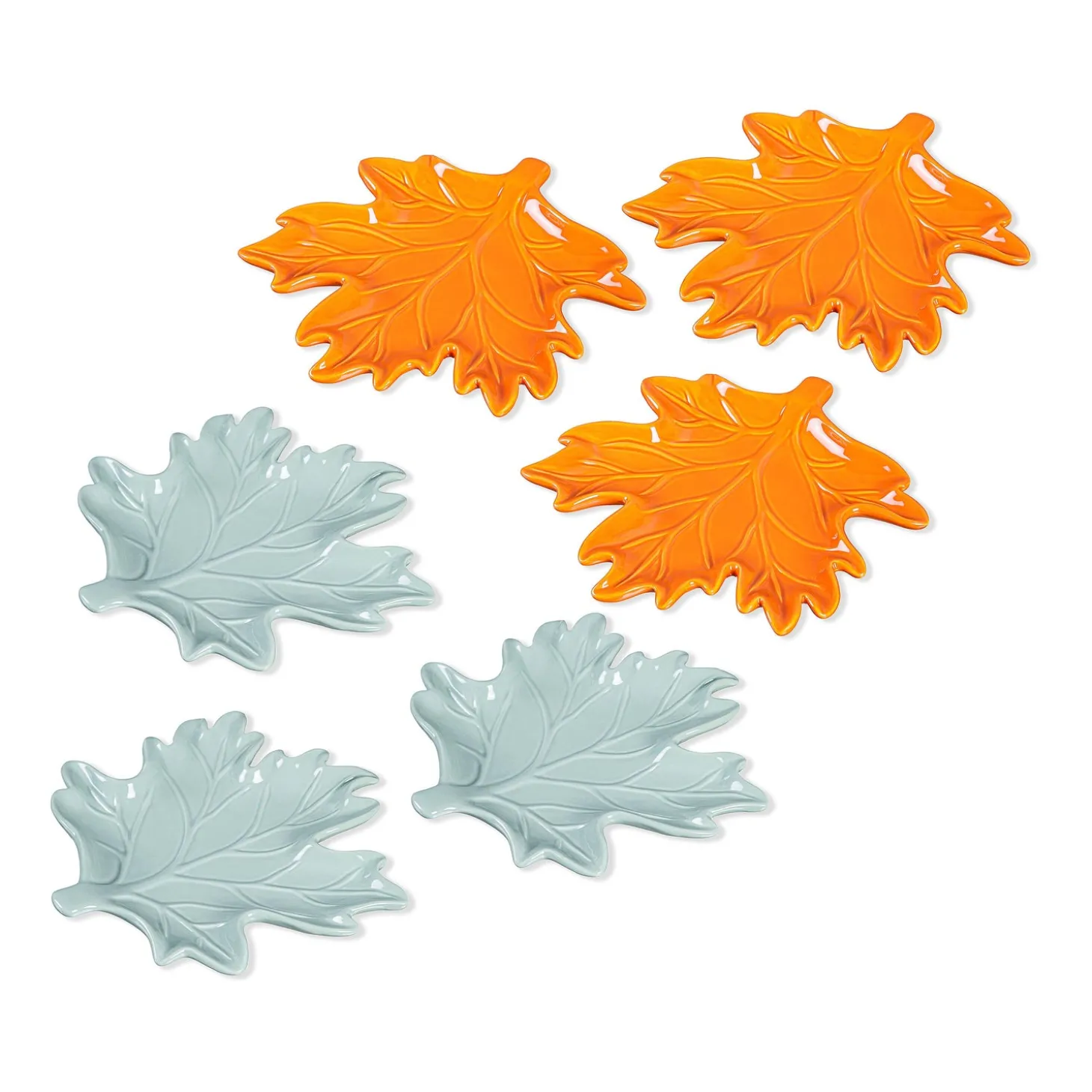 Plates & Platters>Plow & Hearth Ceramic Fall Leaf Plates, Set of 6