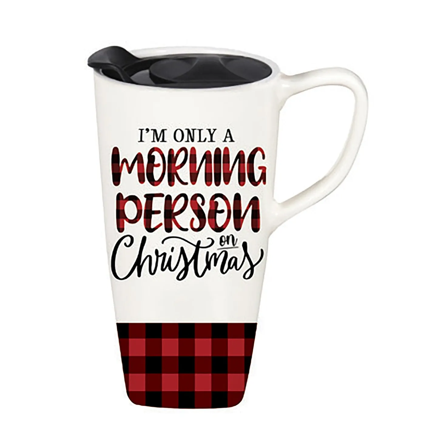 Travel Cups>Plow & Hearth Ceramic FLOMO 360 Travel Cup, 17 oz., I'm only a morning person on Christmas