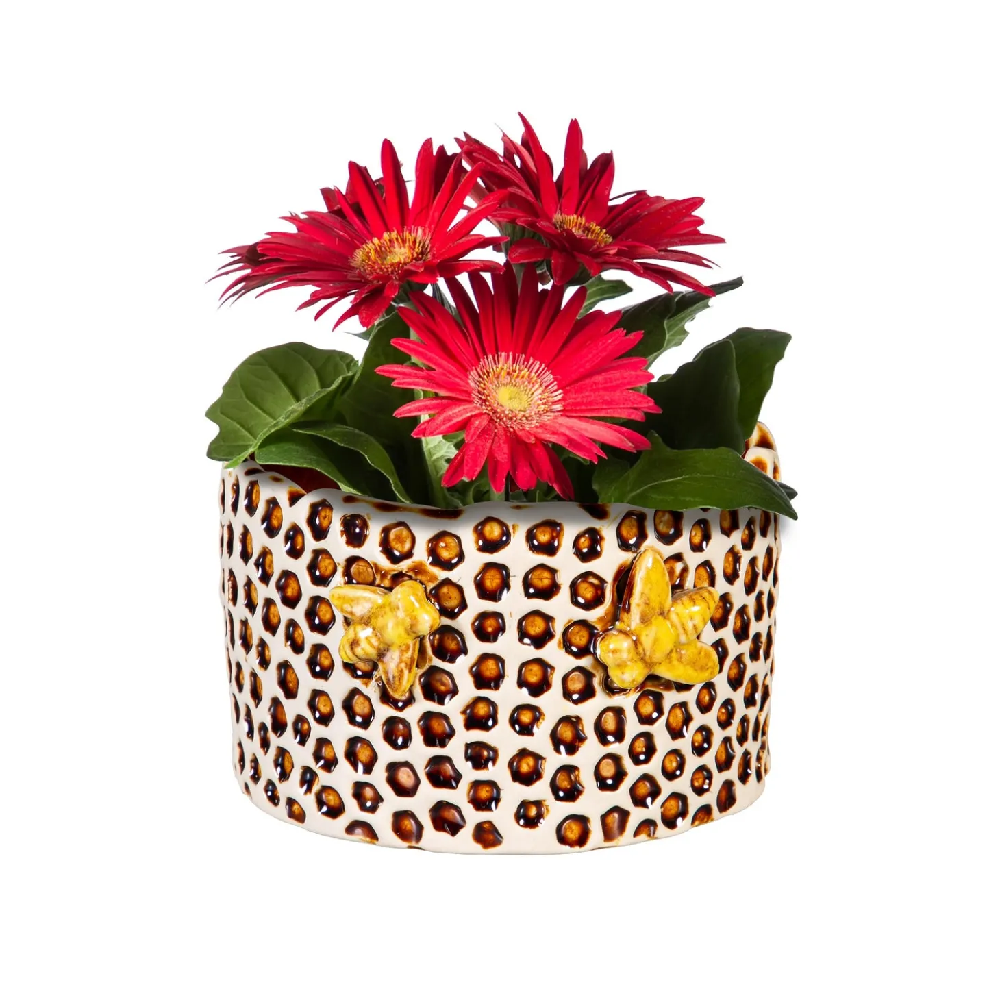 Planters & Plant Stands>Plow & Hearth Ceramic Honeycomb Crackled Planter