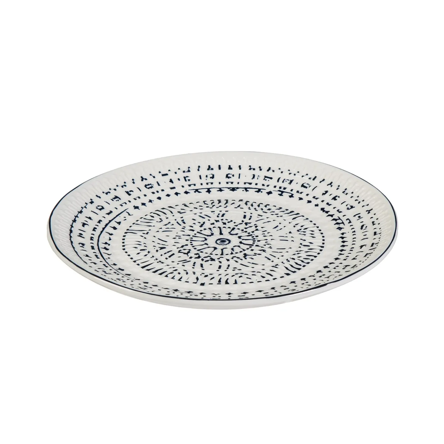 Plates & Platters>Plow & Hearth Ceramic Lunch Dinner Plate, Inkwell Collection