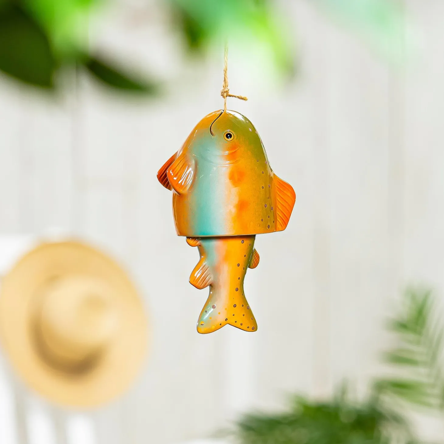 Wind Chimes & Mobiles>Plow & Hearth Ceramic Novelty Fish Bell