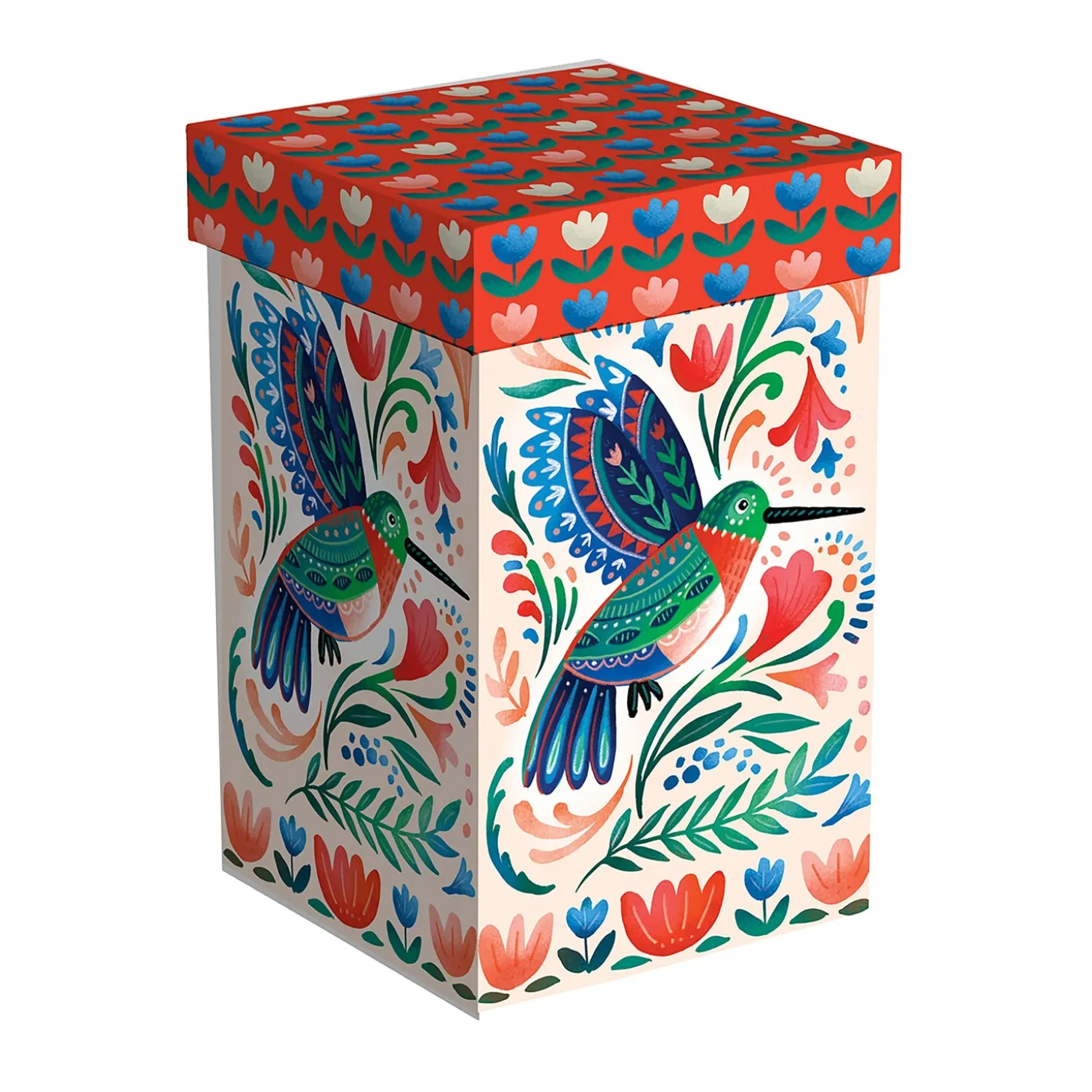 Travel Cups>Plow & Hearth Ceramic Perfect Travel Cup, 17 oz., w/ box, Floral Hummingbird