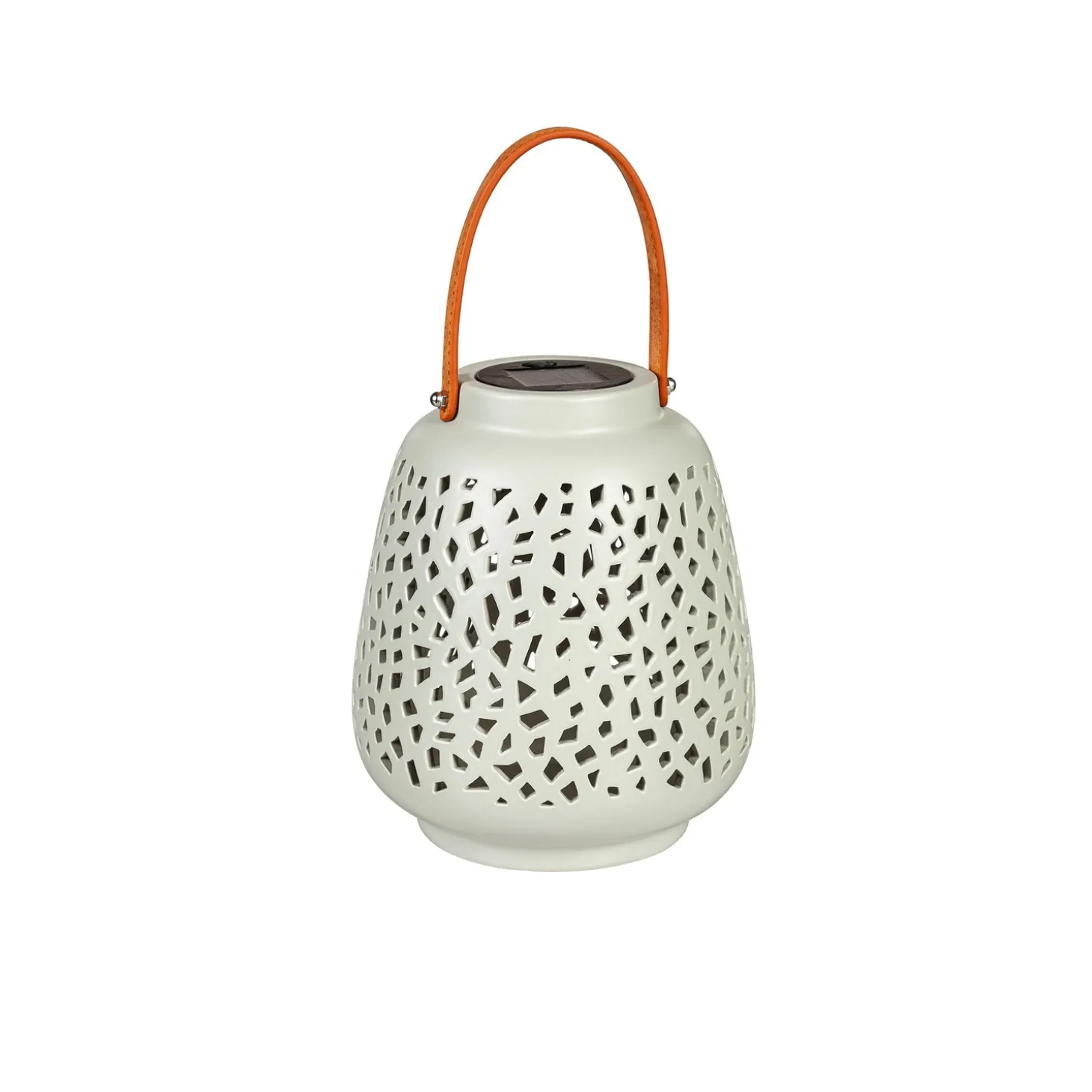 Solar Accents | Candles & Lanterns>Plow & Hearth Ceramic Speckled Cut Out Solar Lantern