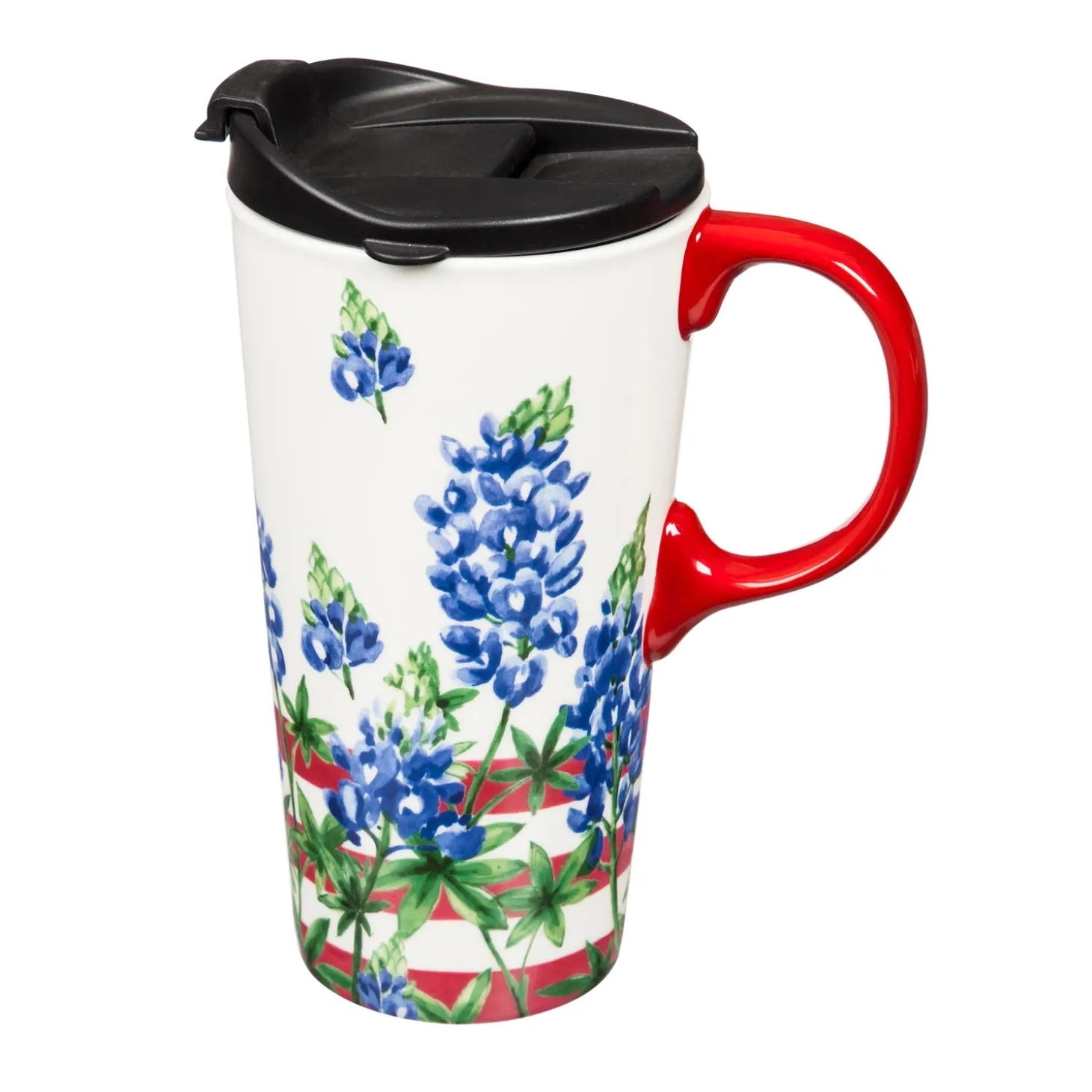 Travel Cups>Plow & Hearth Ceramic Travel Cup, 17 OZ. ,w/box and Tritan Lid, Americana Garden