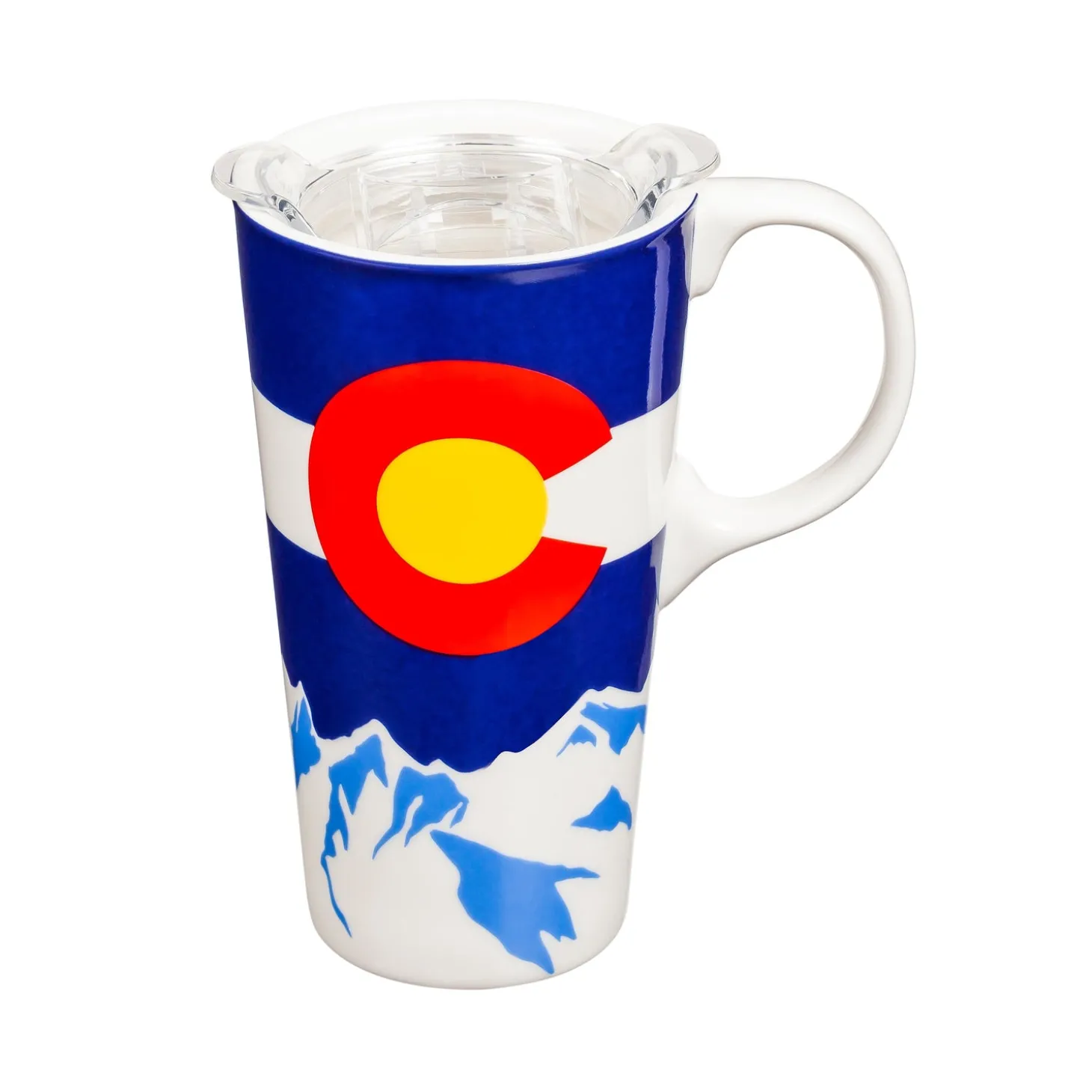 Travel Cups>Plow & Hearth Ceramic Travel Cup, 17 OZ., w/Tritan Lid, Colorado State