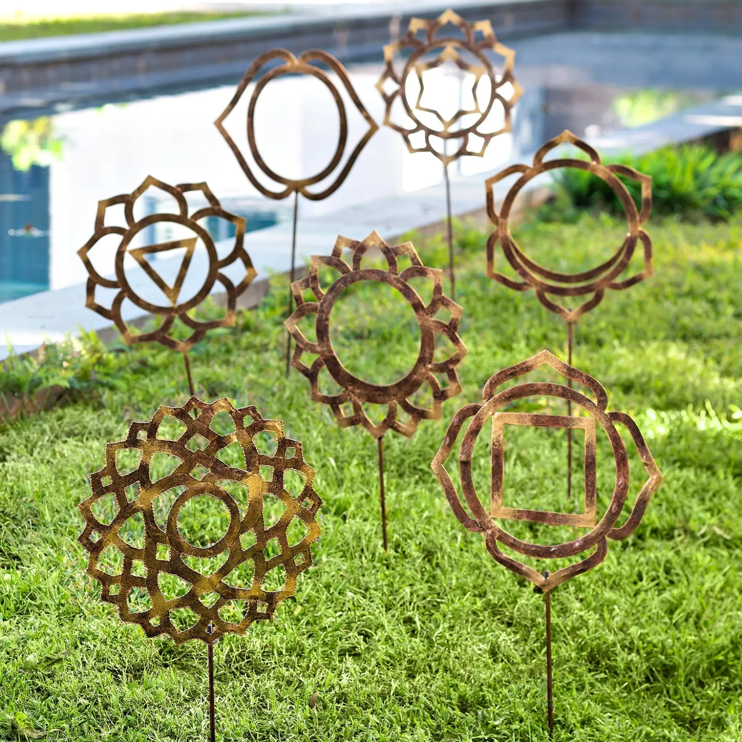 Garden Stakes>Plow & Hearth Chakra Planter Stake, Loving