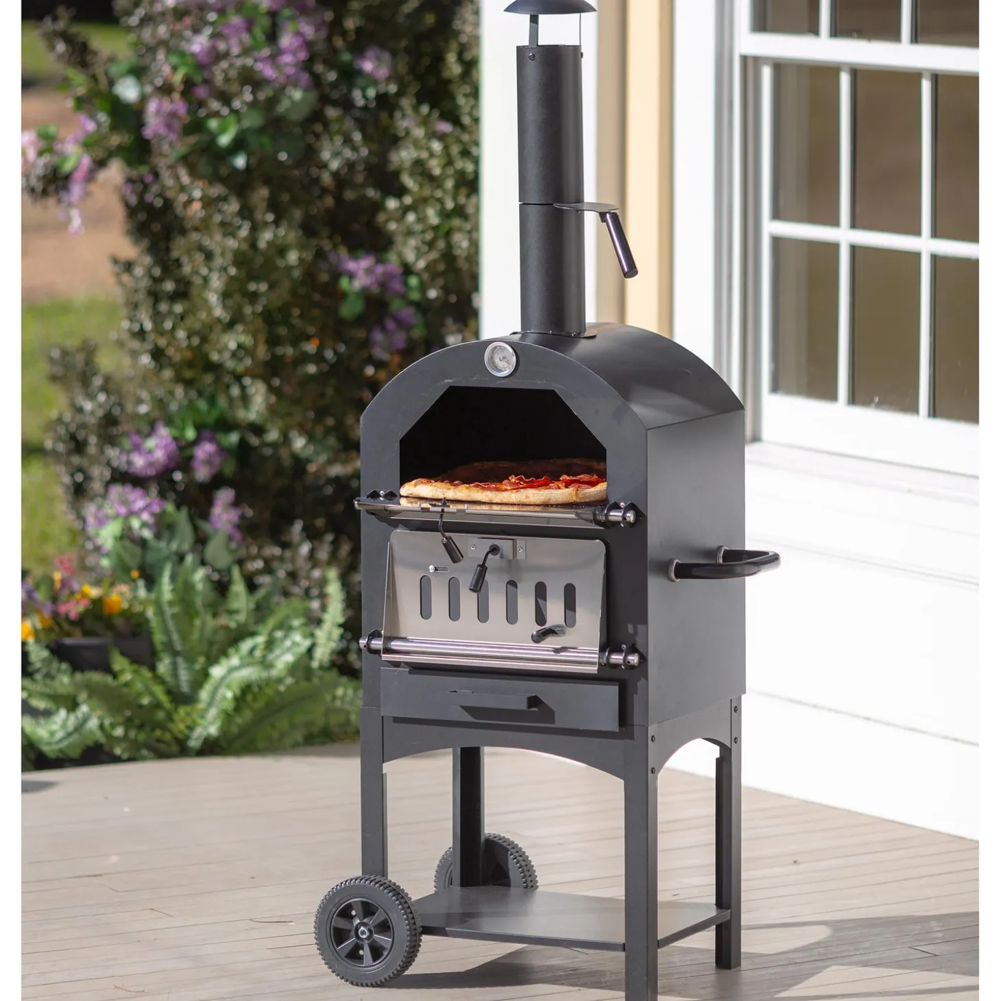 Pizza Ovens | Wood Burning Fire Pits>Plow & Hearth Charcoal Grill/Oven