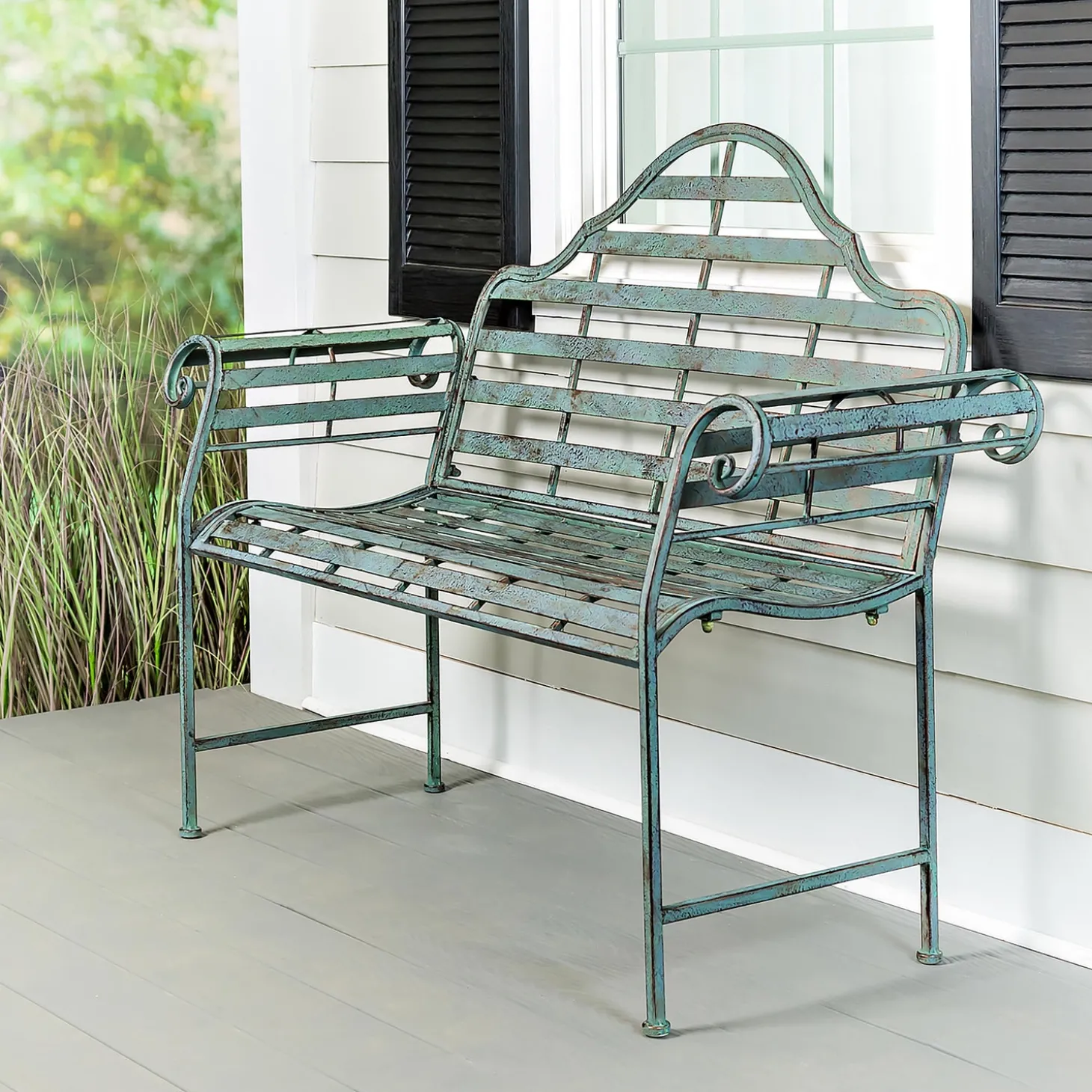 Outdoor Benches>Plow & Hearth Chippendale Style Metal Bench