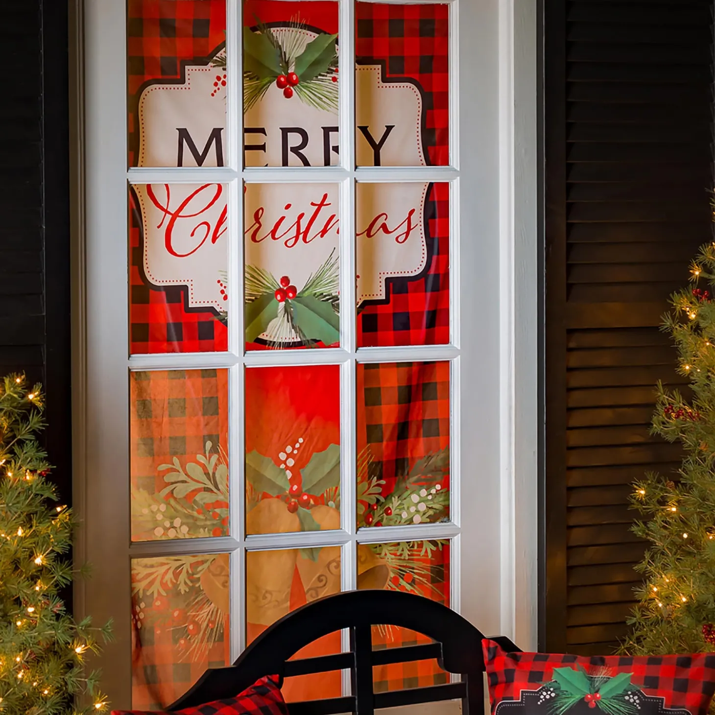 Bunting & Banners>Plow & Hearth Christmas Joy Shadow Scapes Window Shade