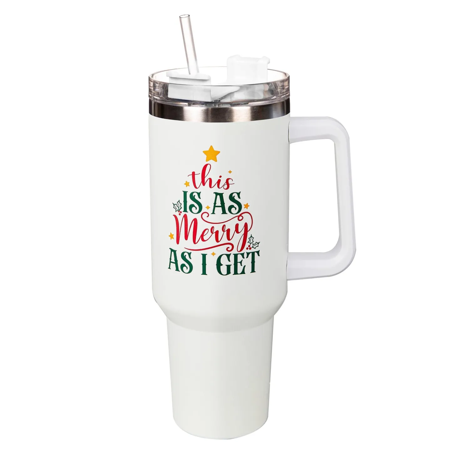 Travel Cups>Plow & Hearth Christmas Vacation Canyon Cup w/ Straw, This Is As Merry As I Get, 40oz