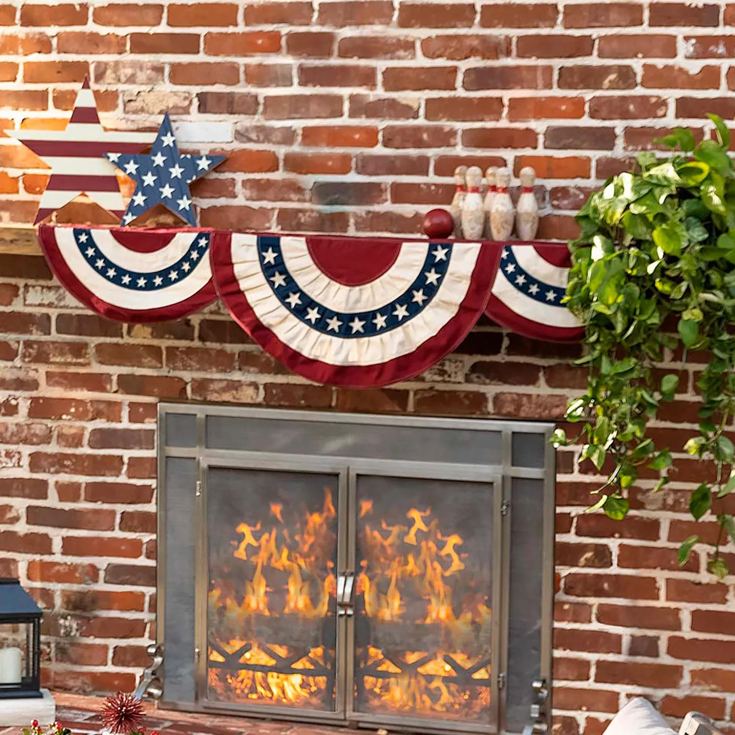 Bunting & Banners>Plow & Hearth Classic American Flag Fireplace Mantel Bunting