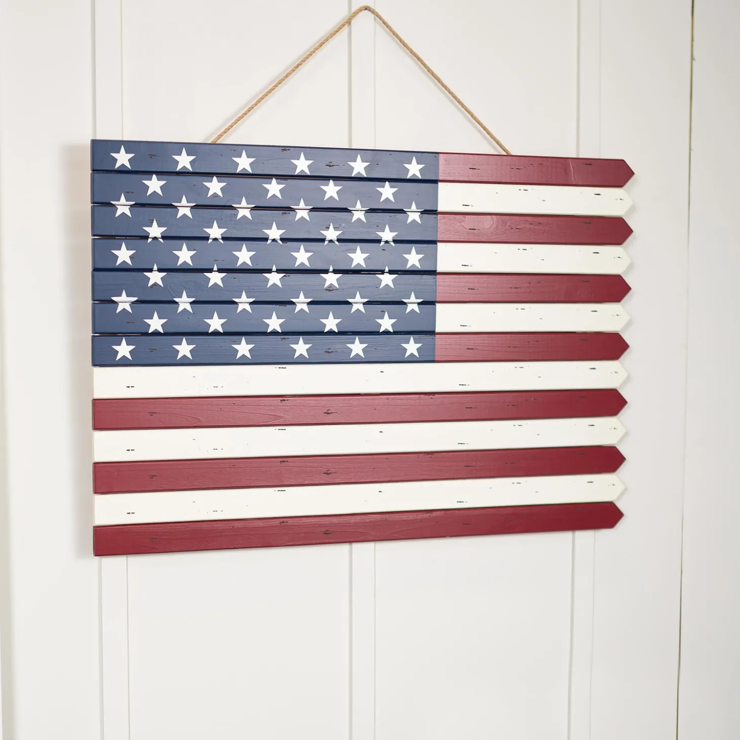 Wall Art>Plow & Hearth Classic American Flag Wooden Wall Art