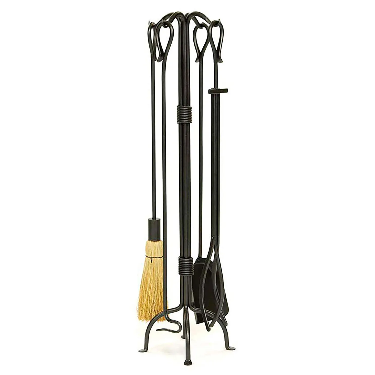 Fireplace Tool Sets>Plow & Hearth Classic 4-Piece Fireplace Tool Set Graphite