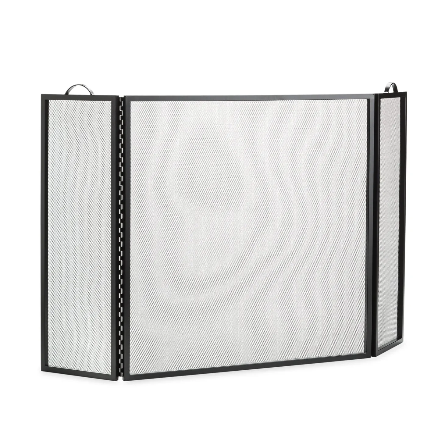 Tri-Panel Fireplace Screens>Plow & Hearth Classic Tri-Fold Flat-Guard Fire Screen Black