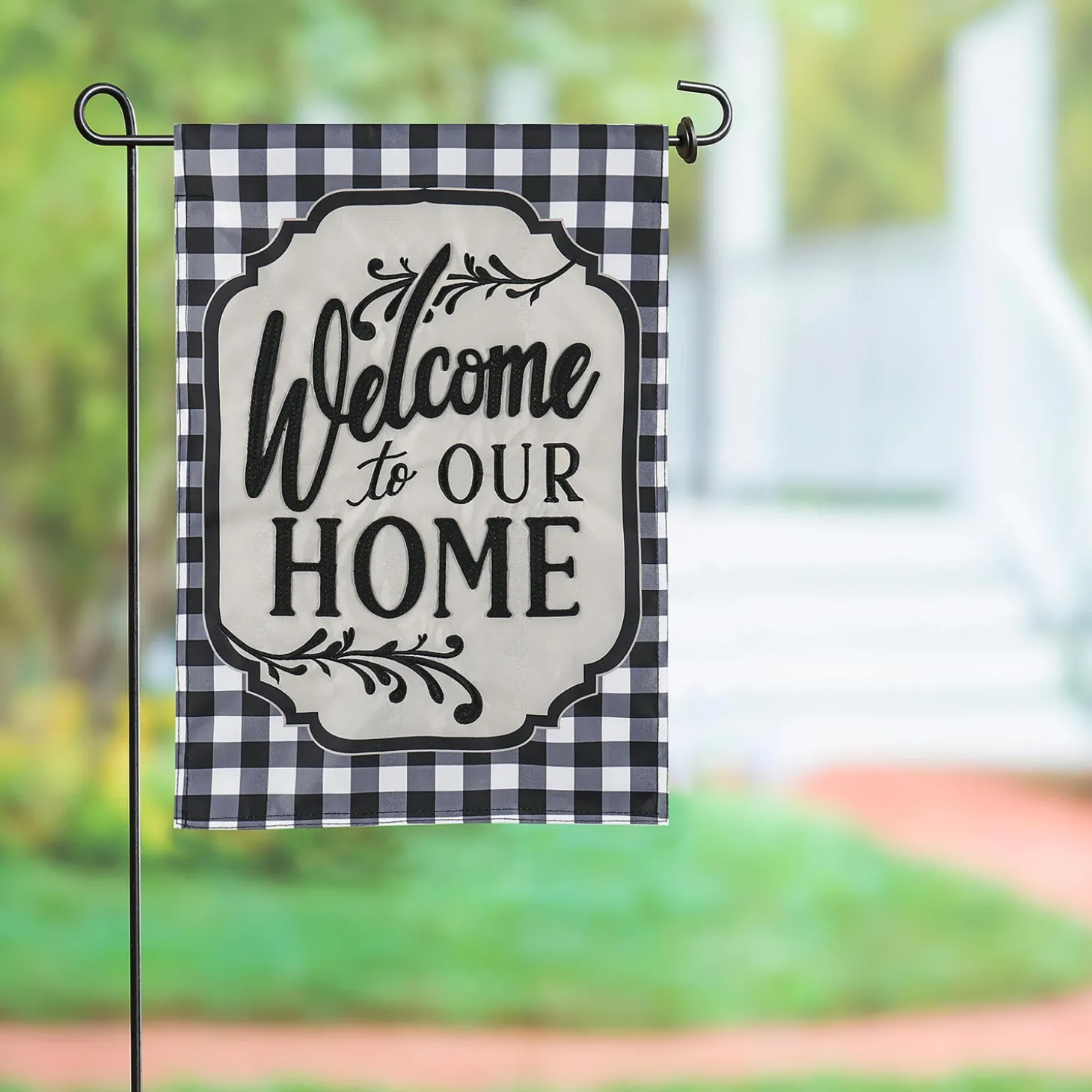 Garden Flags>Plow & Hearth Classic Welcome Home Applique Garden Flag