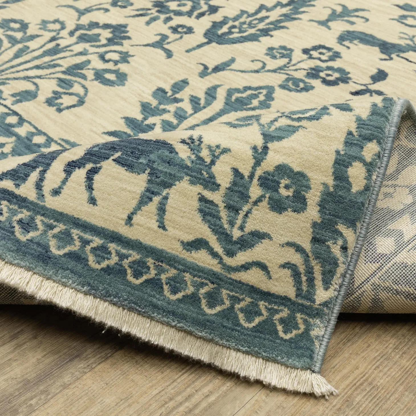 Area Rugs>Plow & Hearth Clover Hill Porcelain Polypropylene Rug, 2'3" x 7'6" Runner Blue/Ivory