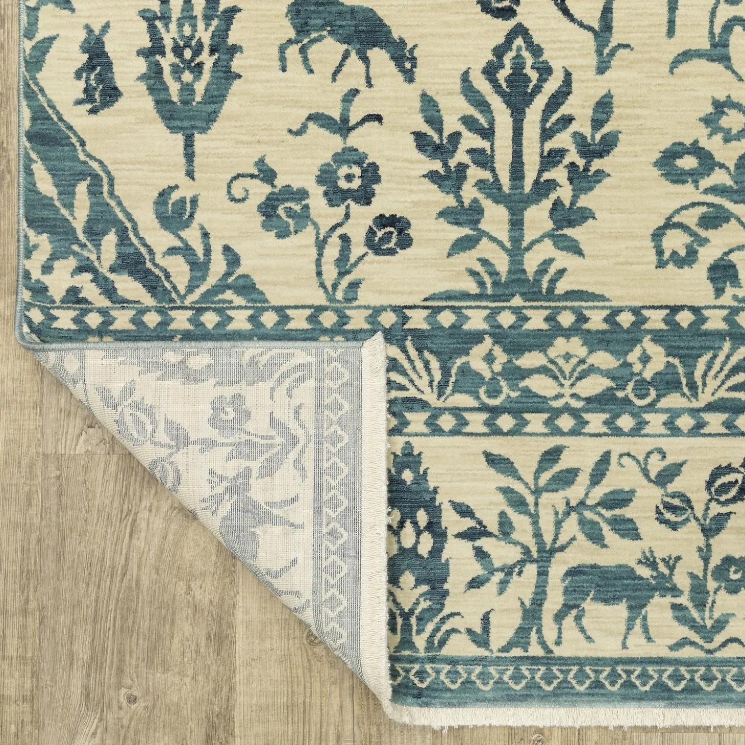 Area Rugs>Plow & Hearth Clover Hill Porcelain Polypropylene Rug, 2'3" x 7'6" Runner Blue/Ivory