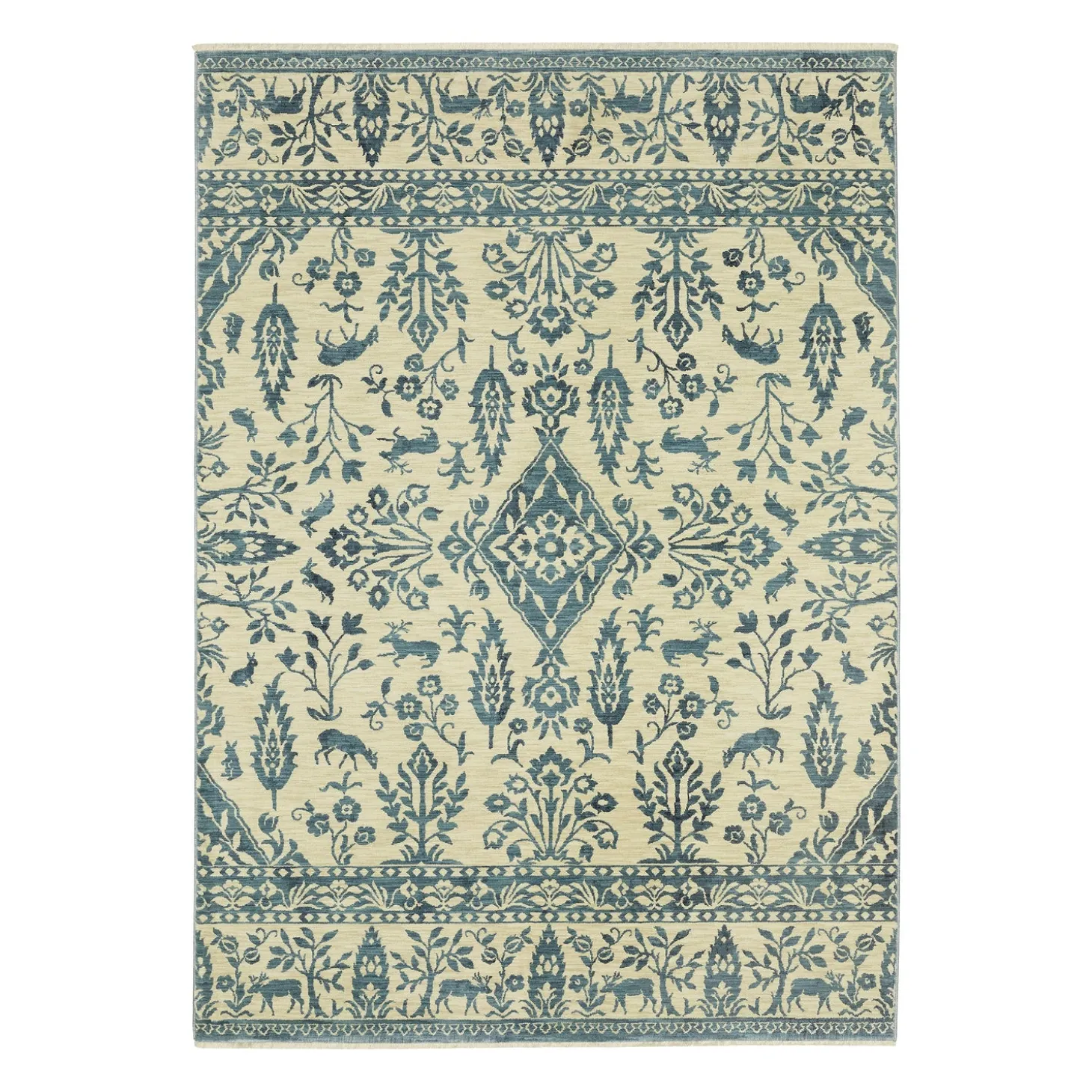 Area Rugs>Plow & Hearth Clover Hill Porcelain Polypropylene Rug, 2'3" x 7'6" Runner Blue/Ivory