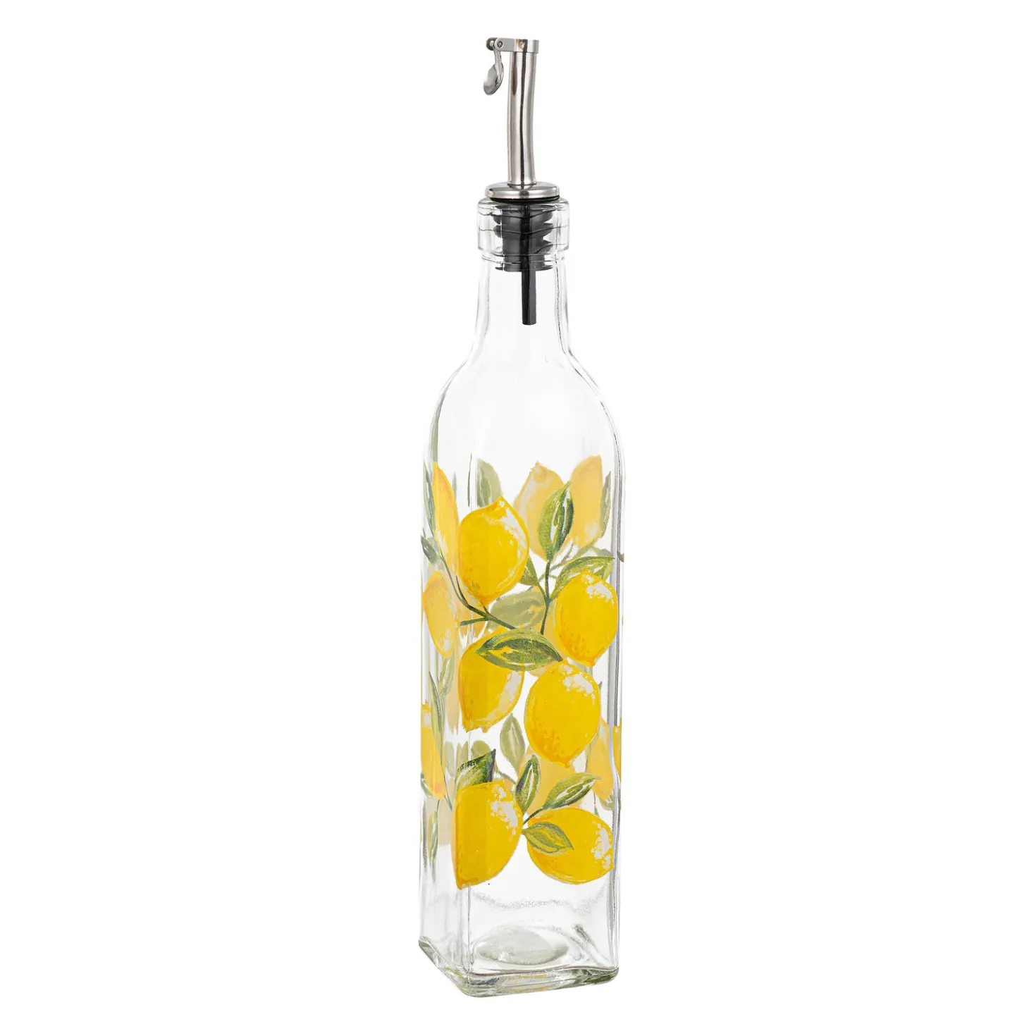 Serveware>Plow & Hearth Coastal Citrus Glass Oil Bottle with Ceramic Dip Dish Set