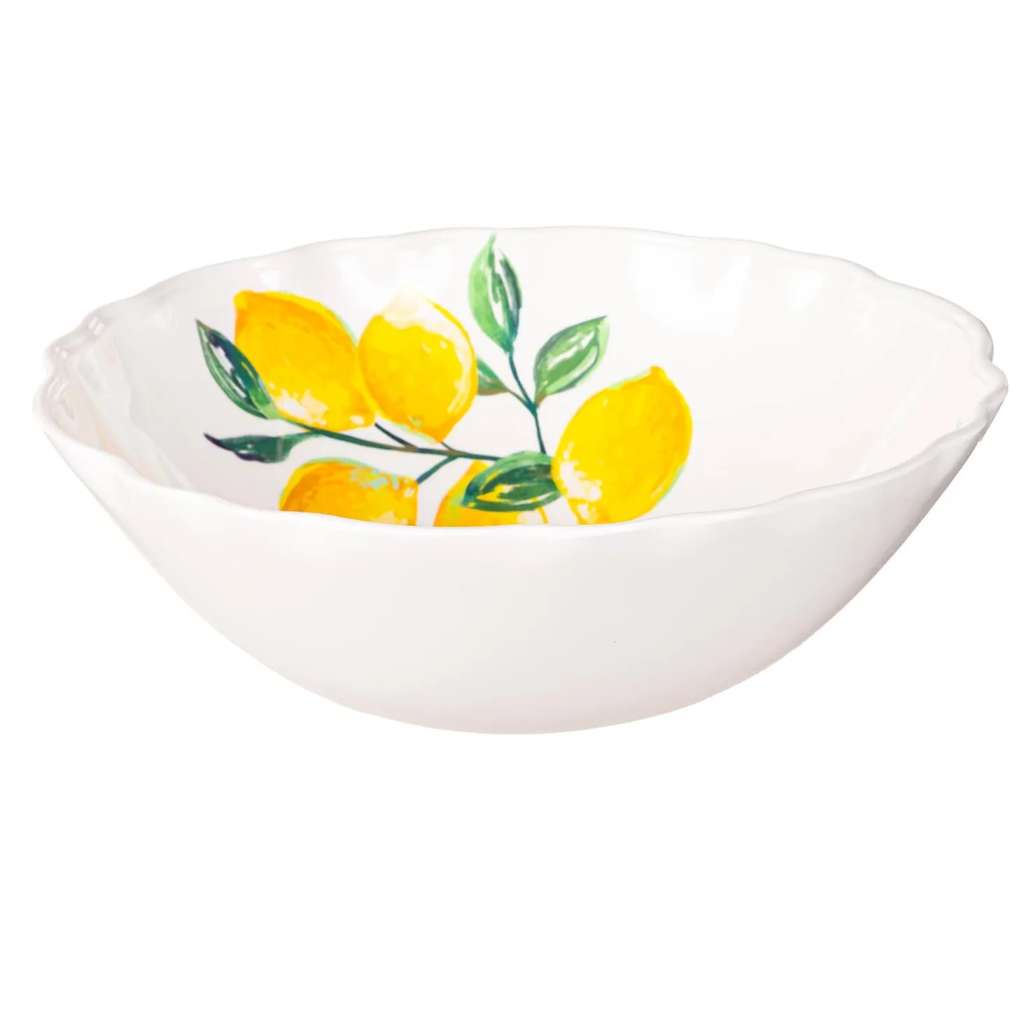 Plates & Platters | Serveware>Plow & Hearth Coastal Citrus Melamine Serving Bowl, 14"