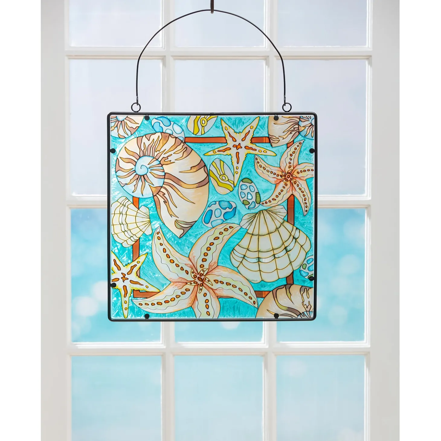 Wall Art>Plow & Hearth Coastal Stained Glass Wall Art